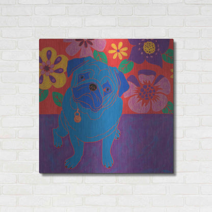 Luxe Metal Art 'Perspicacious Pug' by Angela Bond Metal Wall Art,36x36