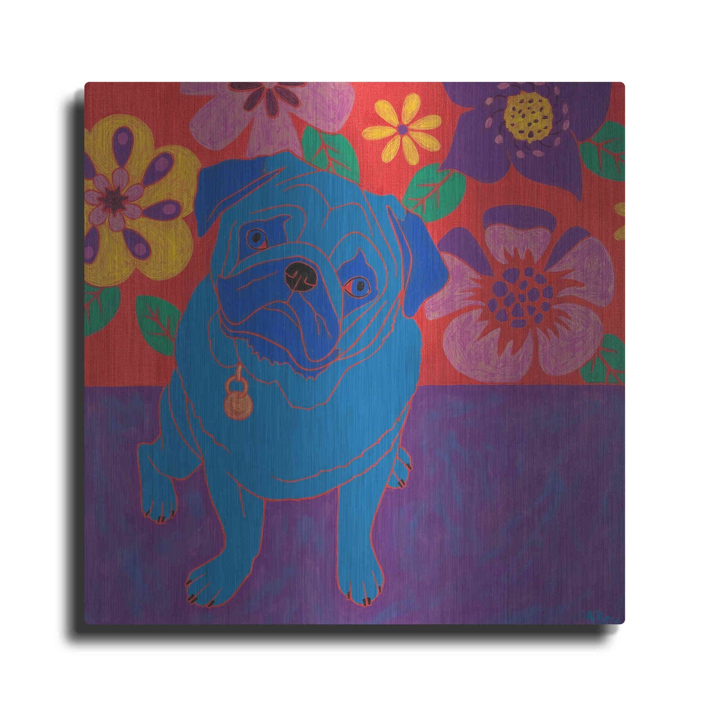 Luxe Metal Art 'Perspicacious Pug' by Angela Bond Metal Wall Art