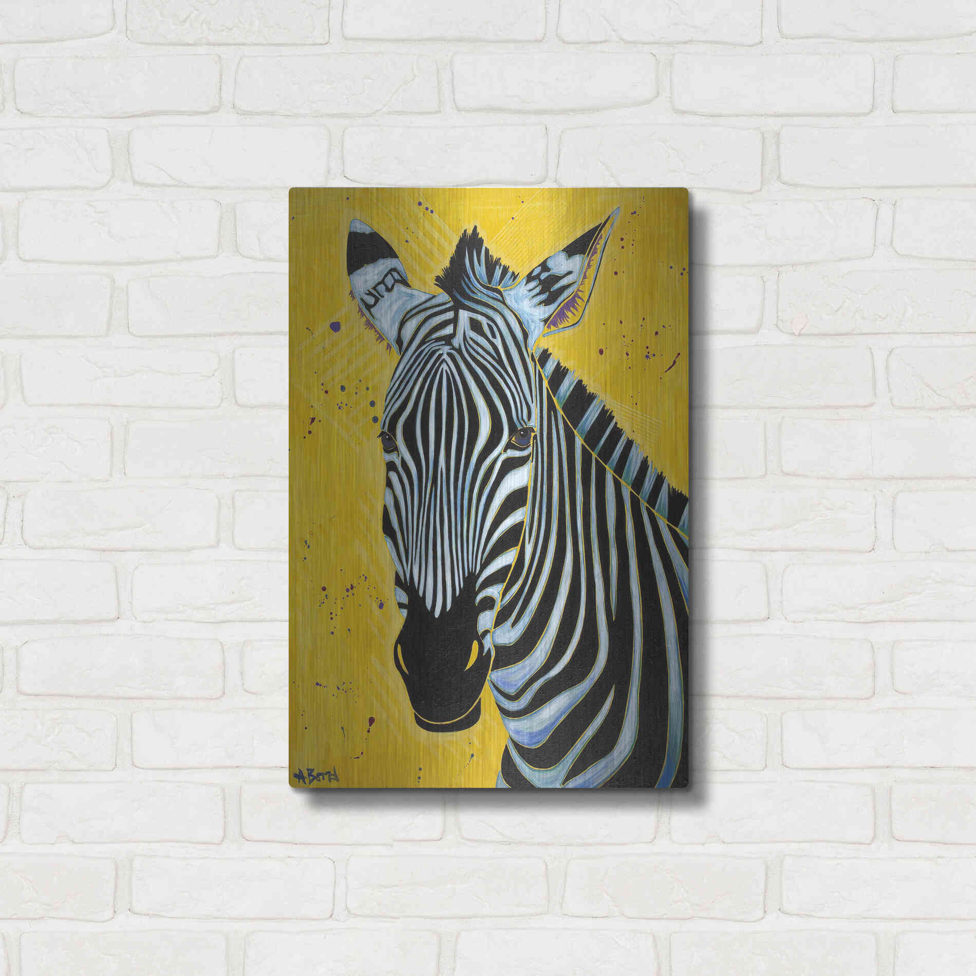 Luxe Metal Art 'Zebra' by Angela Bond Metal Wall Art,16x24