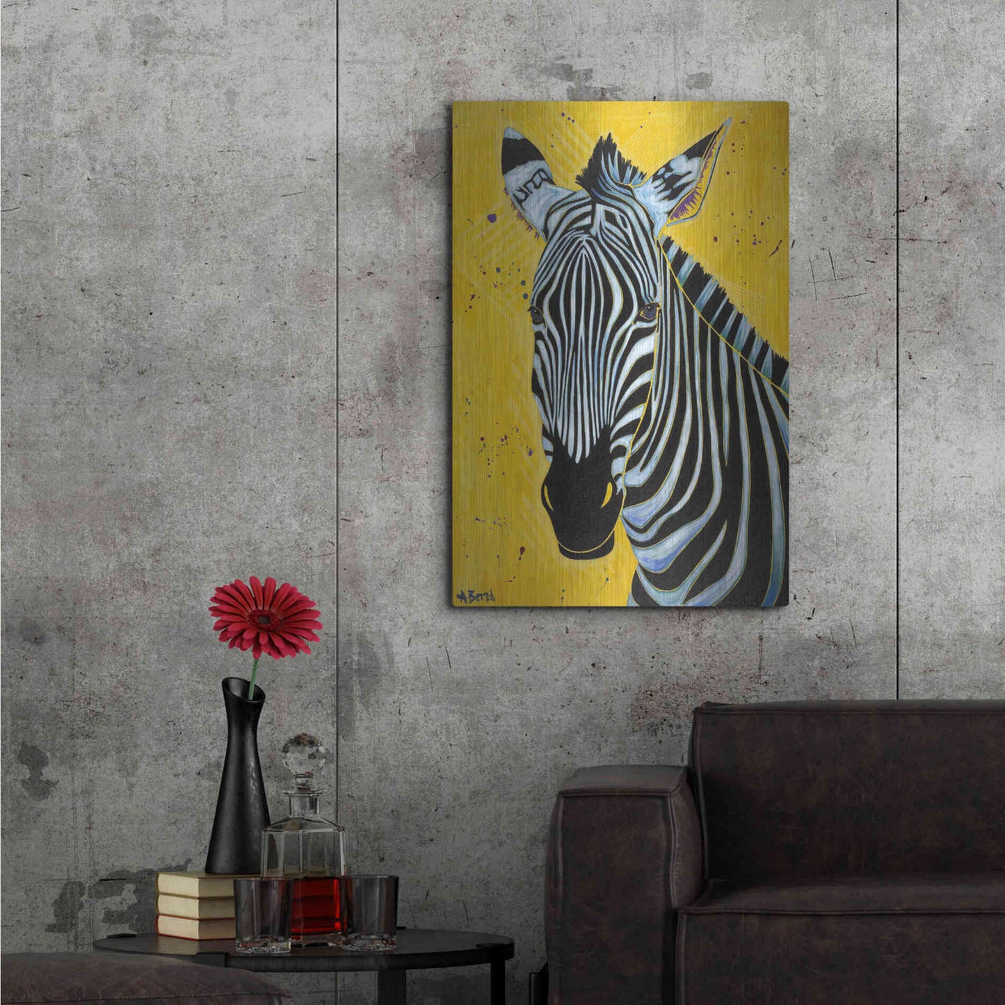 Luxe Metal Art 'Zebra' by Angela Bond Metal Wall Art,24x36