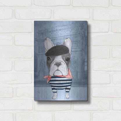 Luxe Metal Art 'French Bulldog with Arc de Triomphe' by Barruf Metal Wall Art,12x16