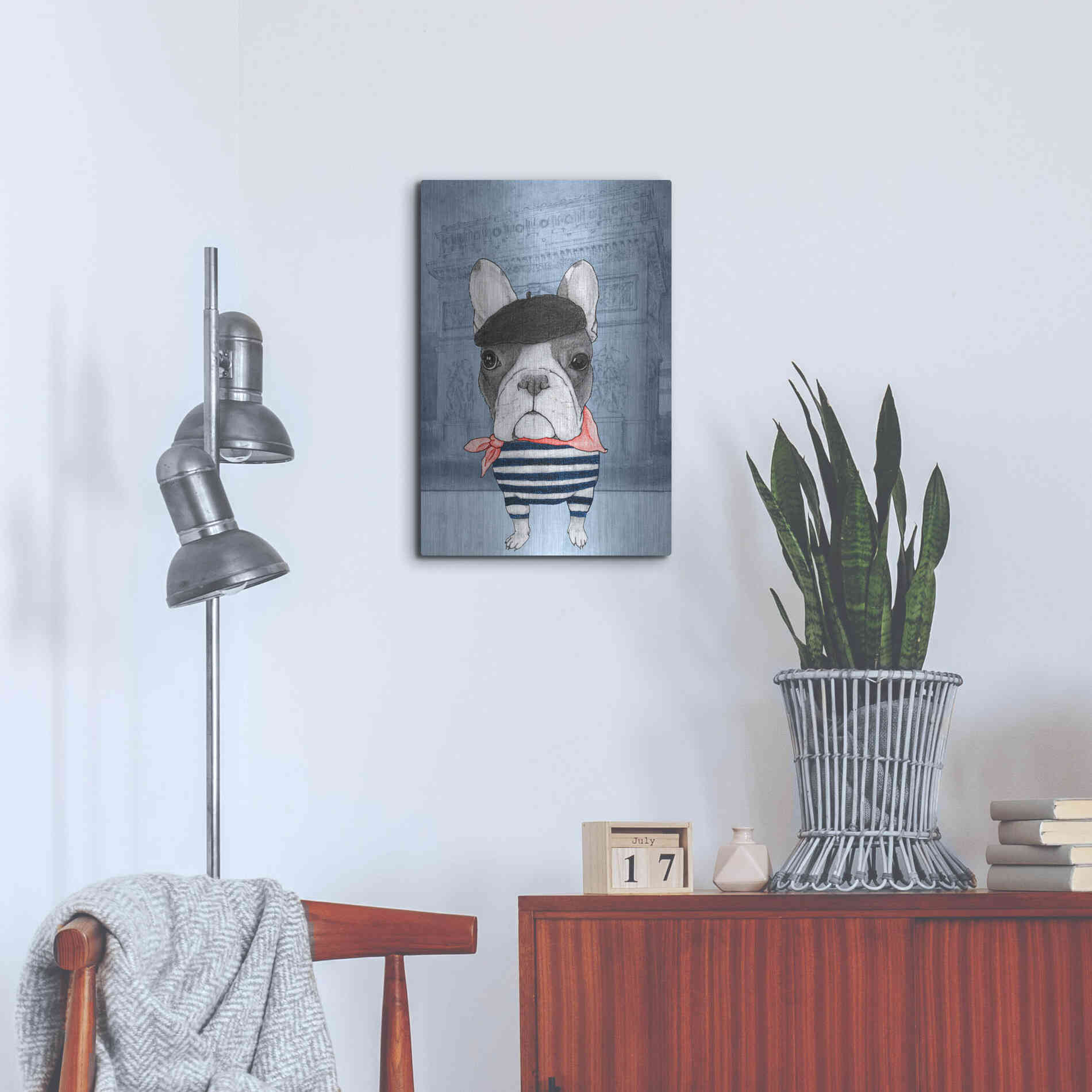 Luxe Metal Art 'French Bulldog with Arc de Triomphe' by Barruf Metal Wall Art,16x24