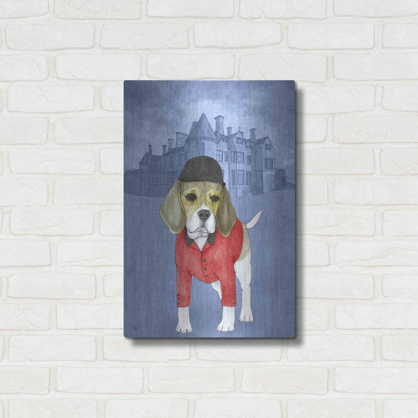 Luxe Metal Art 'Beagle with Beaulieu Palace' by Barruf Metal Wall Art,16x24