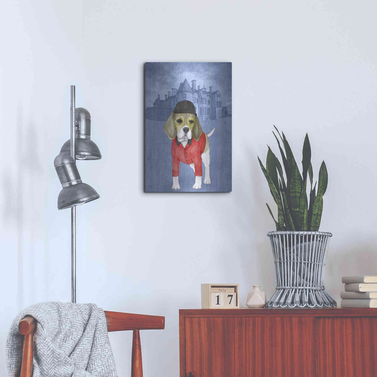 Luxe Metal Art 'Beagle with Beaulieu Palace' by Barruf Metal Wall Art,16x24