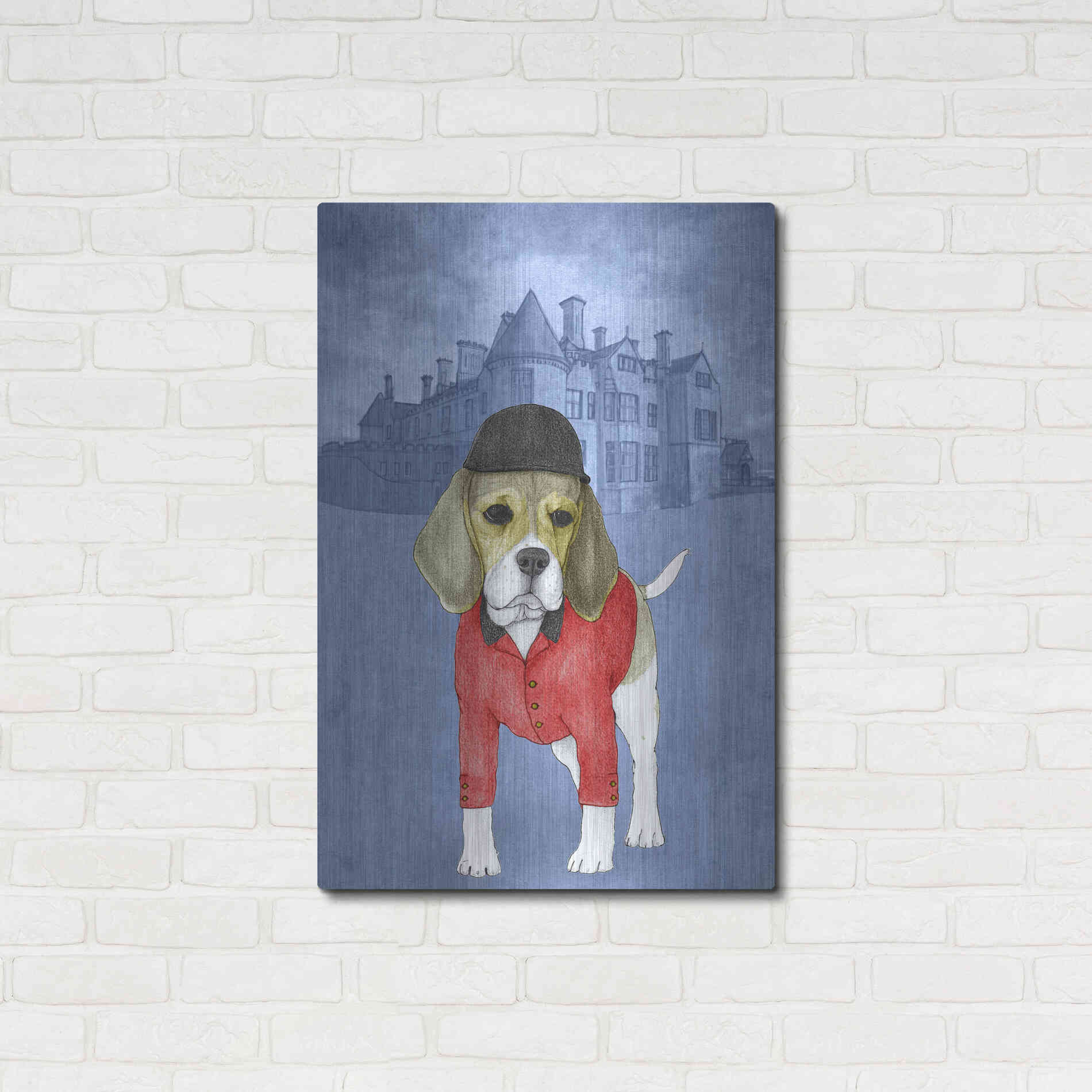 Luxe Metal Art 'Beagle with Beaulieu Palace' by Barruf Metal Wall Art,24x36