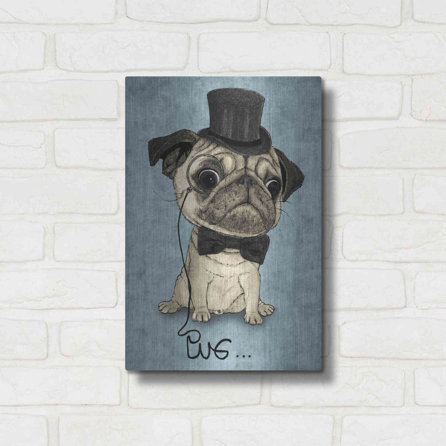 Luxe Metal Art 'Gentle Pug' by Barruf Metal Wall Art,12x16