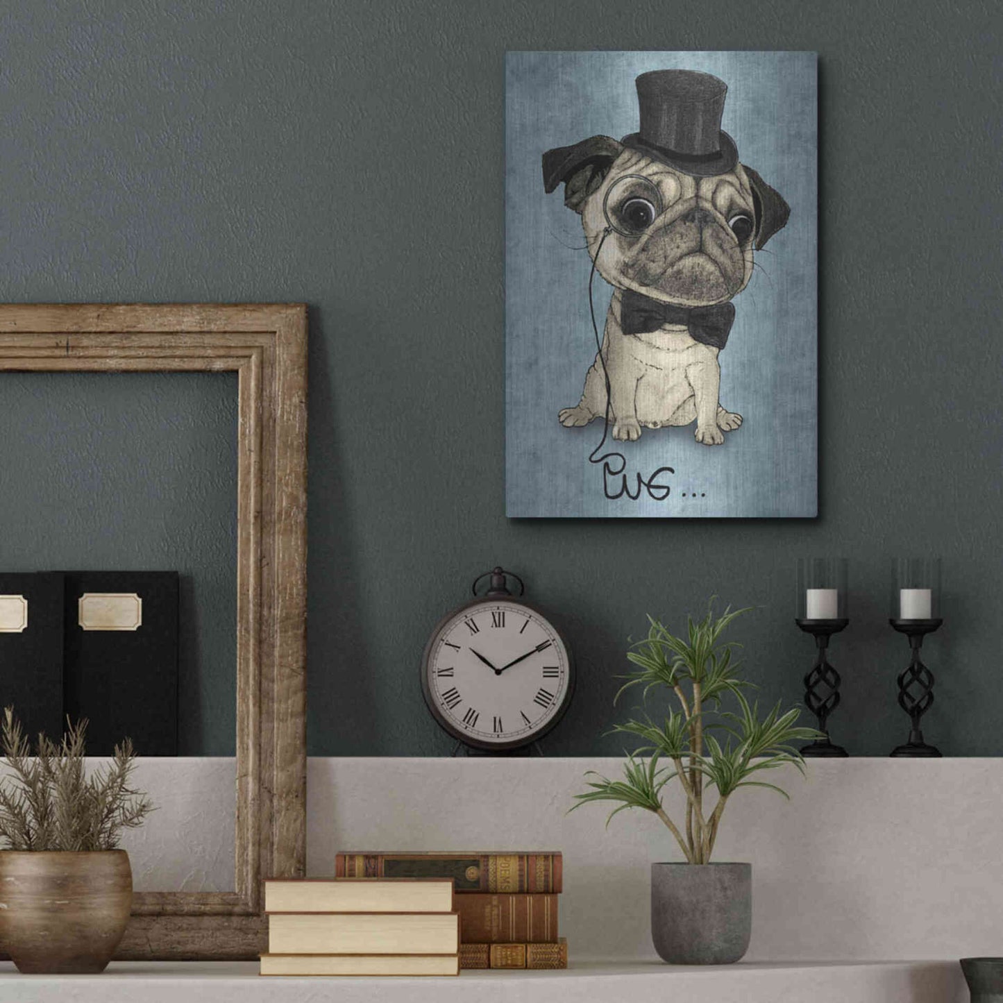 Luxe Metal Art 'Gentle Pug' by Barruf Metal Wall Art,12x16