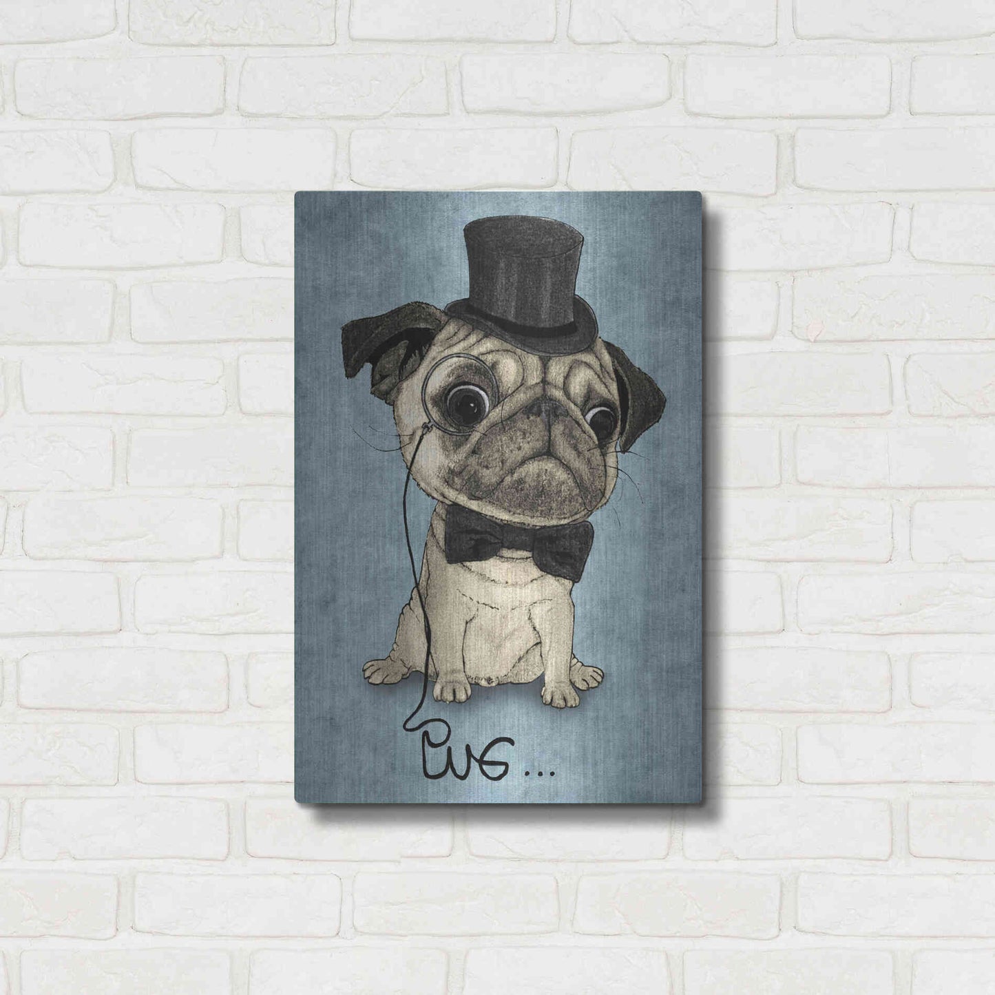 Luxe Metal Art 'Gentle Pug' by Barruf Metal Wall Art,16x24