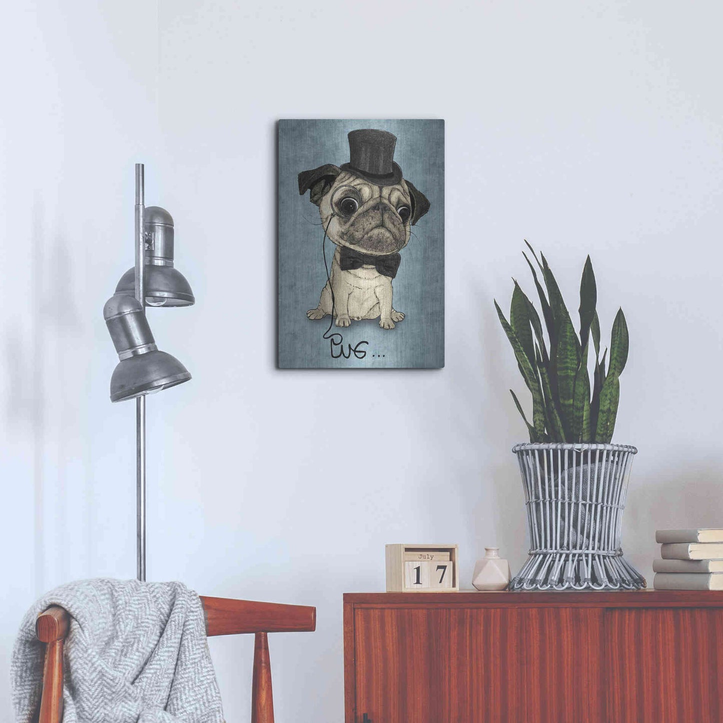 Luxe Metal Art 'Gentle Pug' by Barruf Metal Wall Art,16x24