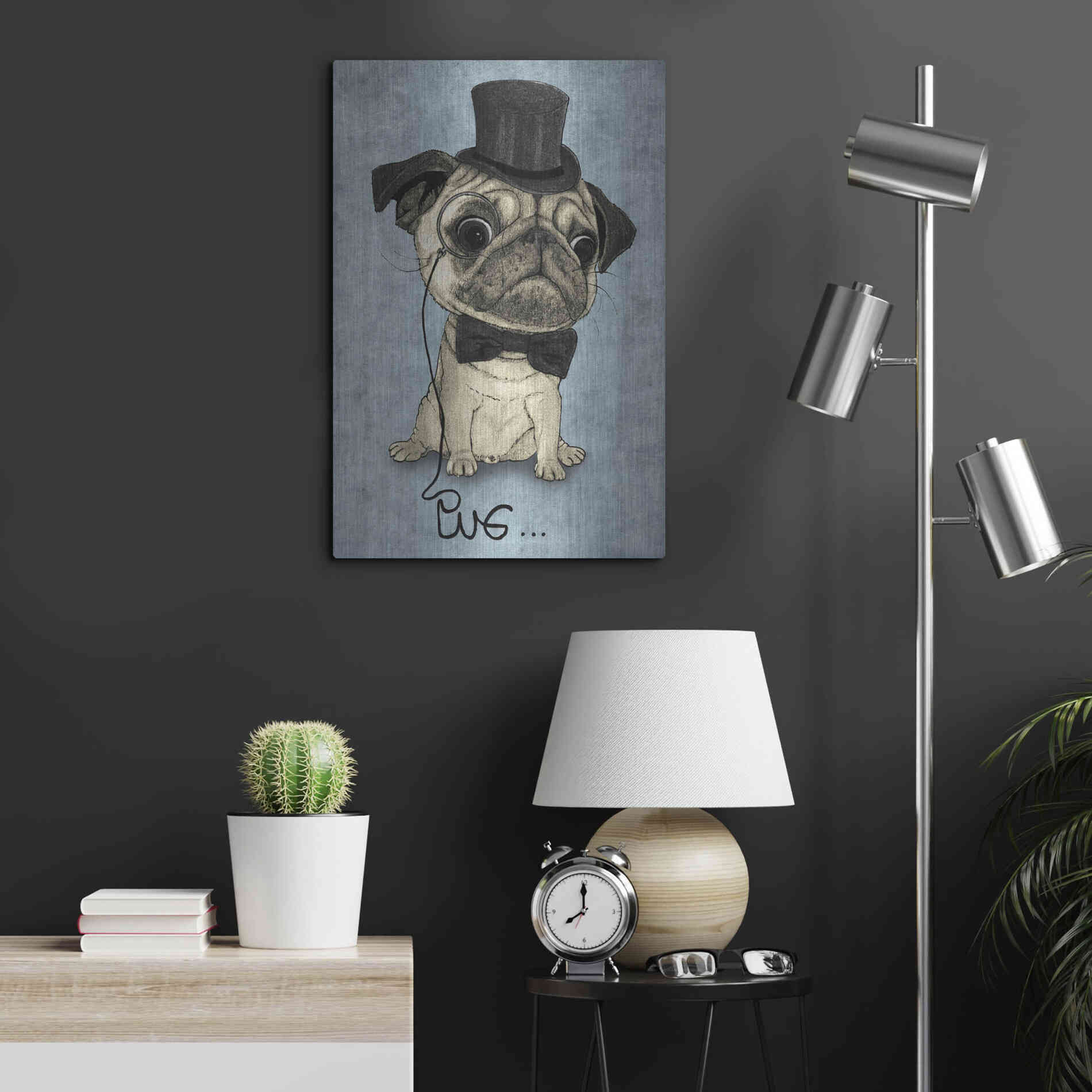 Luxe Metal Art 'Gentle Pug' by Barruf Metal Wall Art,16x24