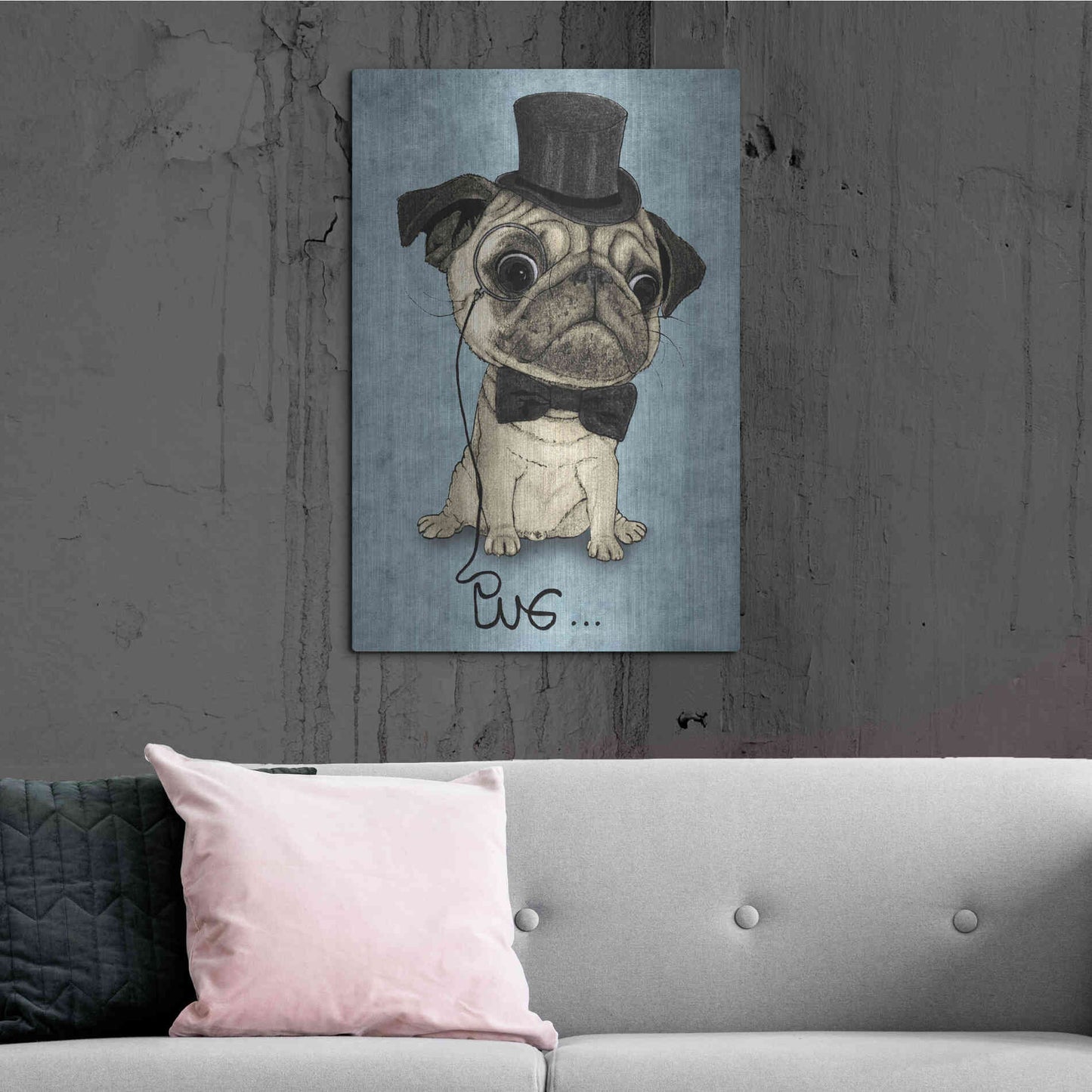 Luxe Metal Art 'Gentle Pug' by Barruf Metal Wall Art,24x36