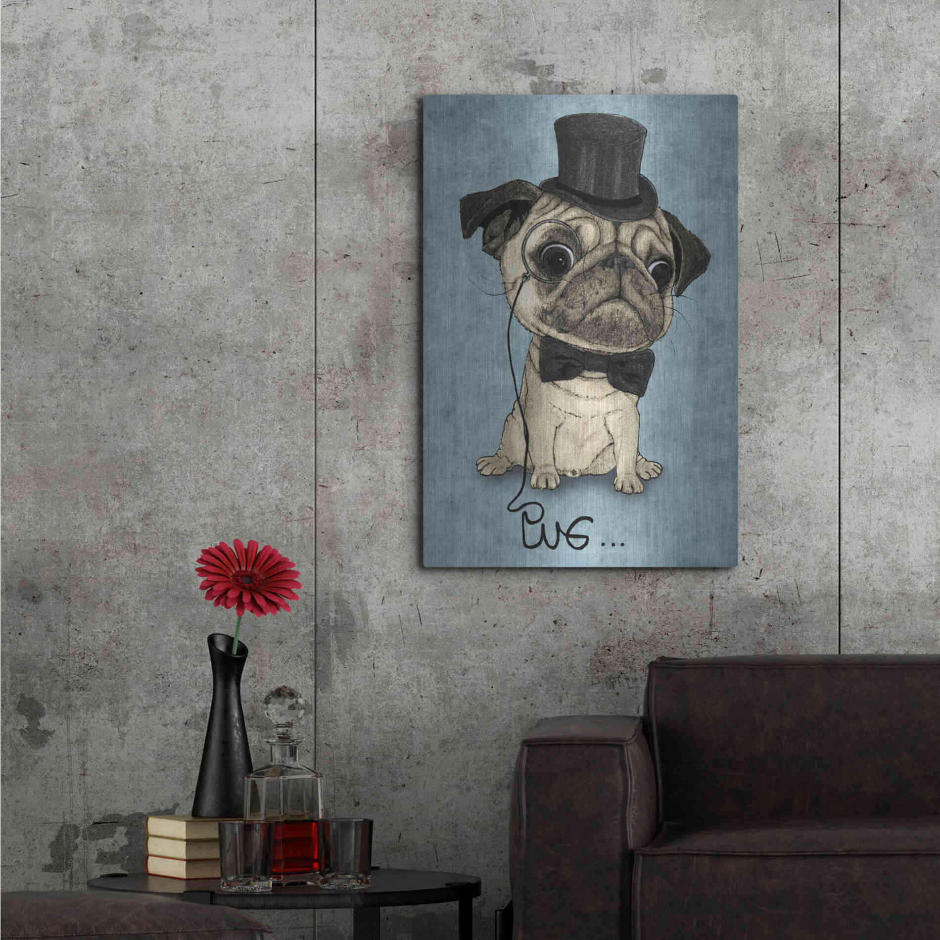 Luxe Metal Art 'Gentle Pug' by Barruf Metal Wall Art,24x36