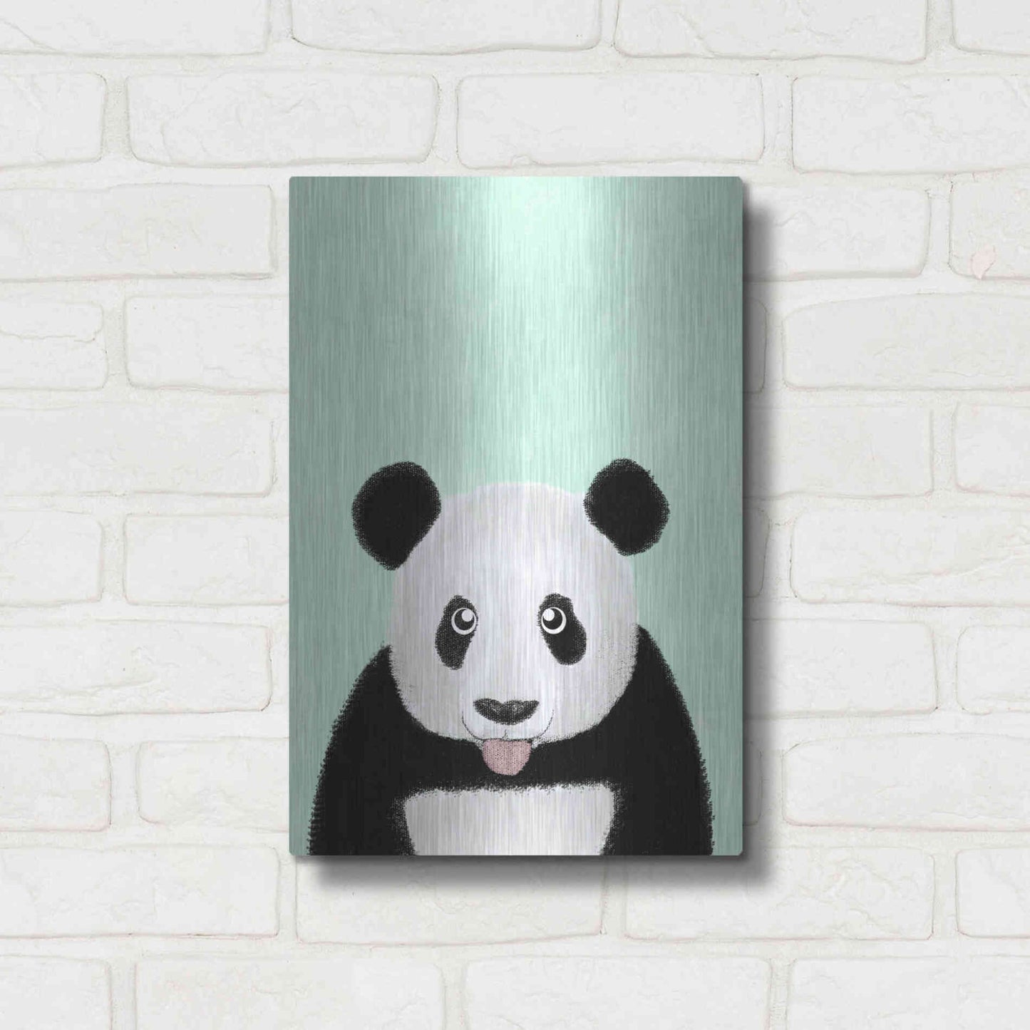 Luxe Metal Art 'Cute Panda' by Barruf Metal Wall Art,12x16