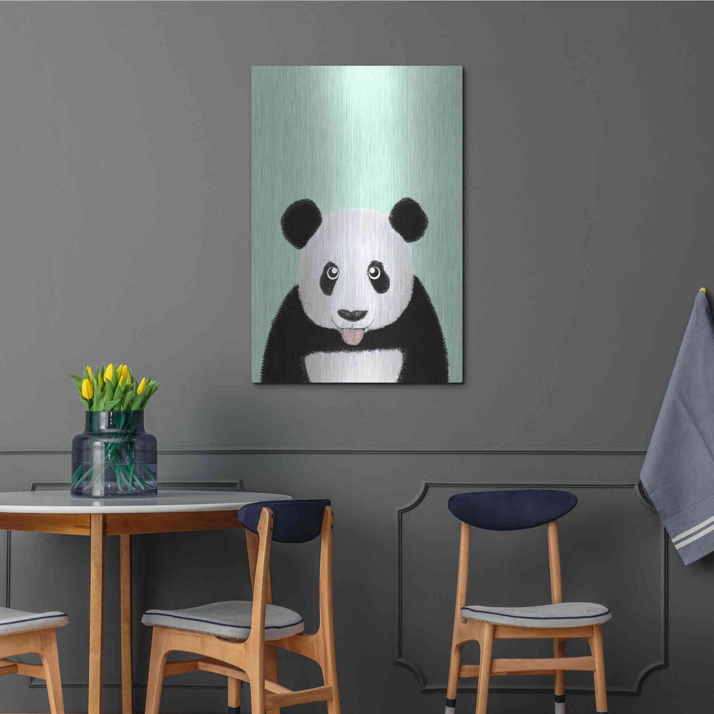 Luxe Metal Art 'Cute Panda' by Barruf Metal Wall Art,24x36