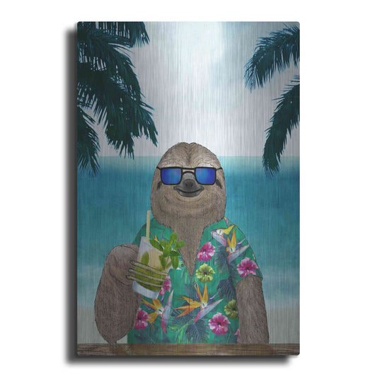 Luxe Metal Art 'Sloth on Summer Holidays' by Barruf Metal Wall Art