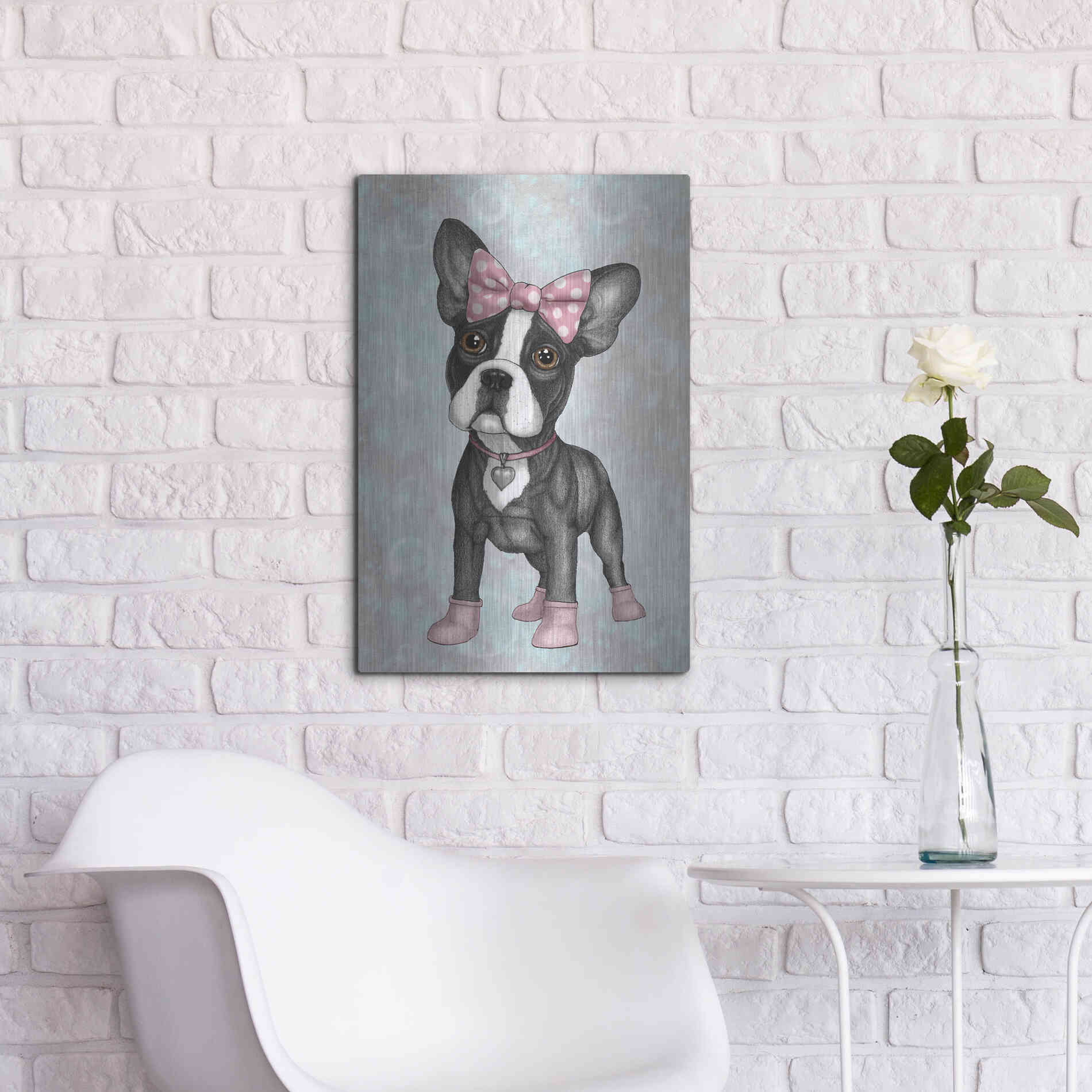 Luxe Metal Art 'Sweet Frenchie' by Barruf Metal Wall Art,16x24