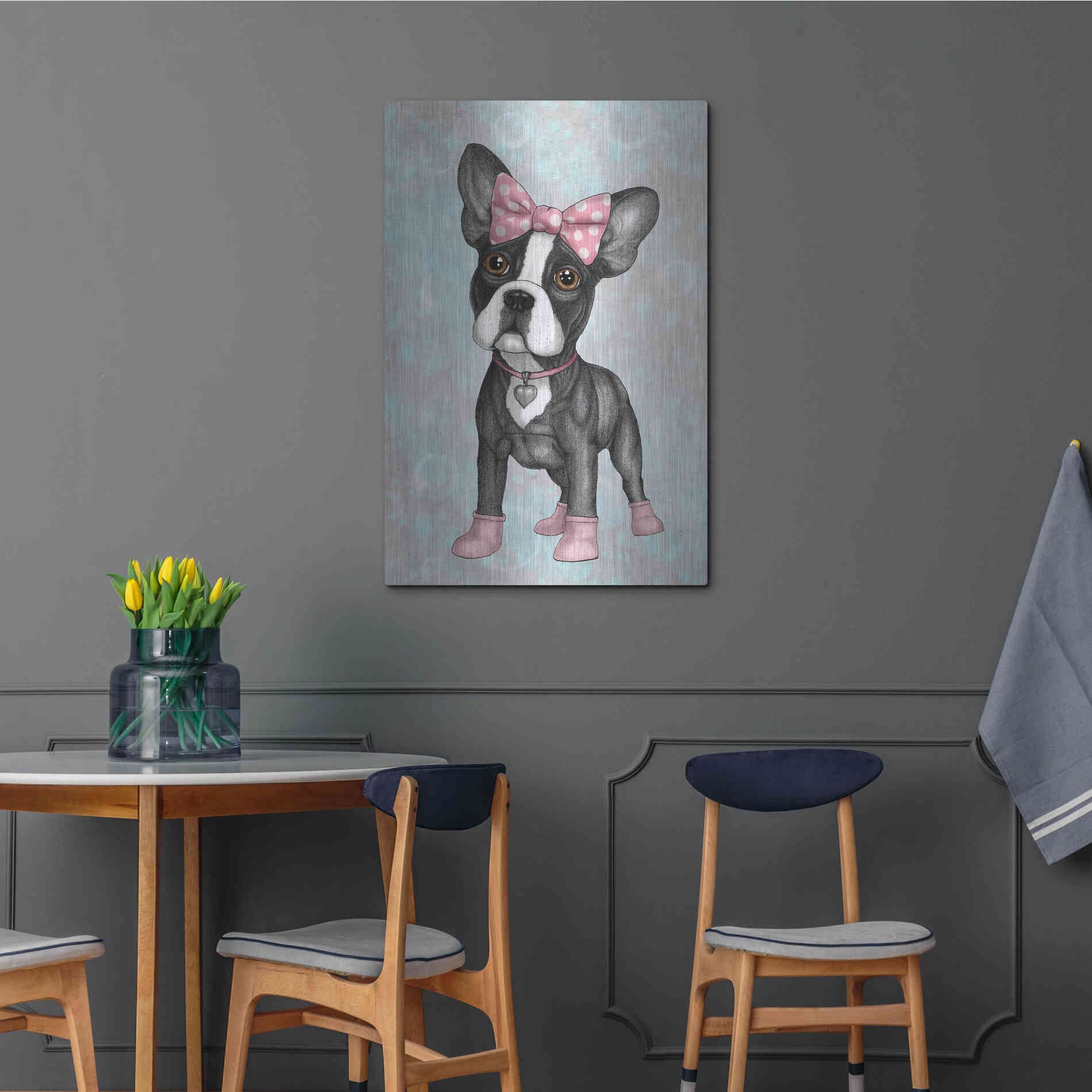 Luxe Metal Art 'Sweet Frenchie' by Barruf Metal Wall Art,24x36