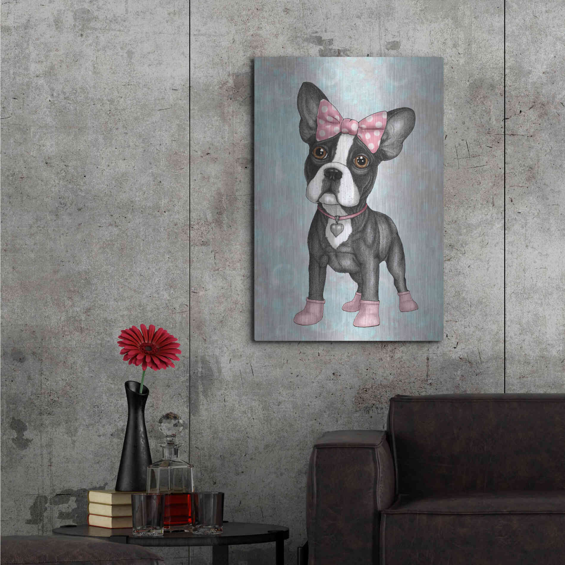 Luxe Metal Art 'Sweet Frenchie' by Barruf Metal Wall Art,24x36