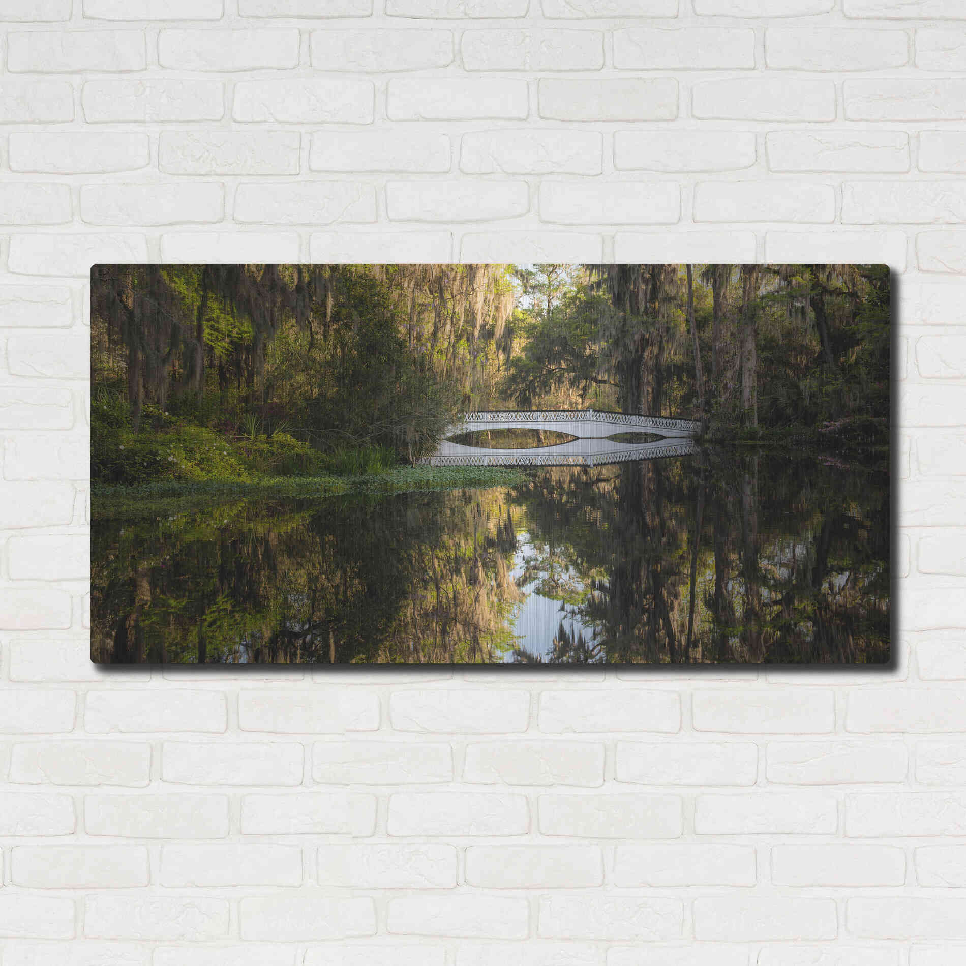 Luxe Metal Art 'Long White Bridge' by Daniel Burt Metal Wall Art,48x24