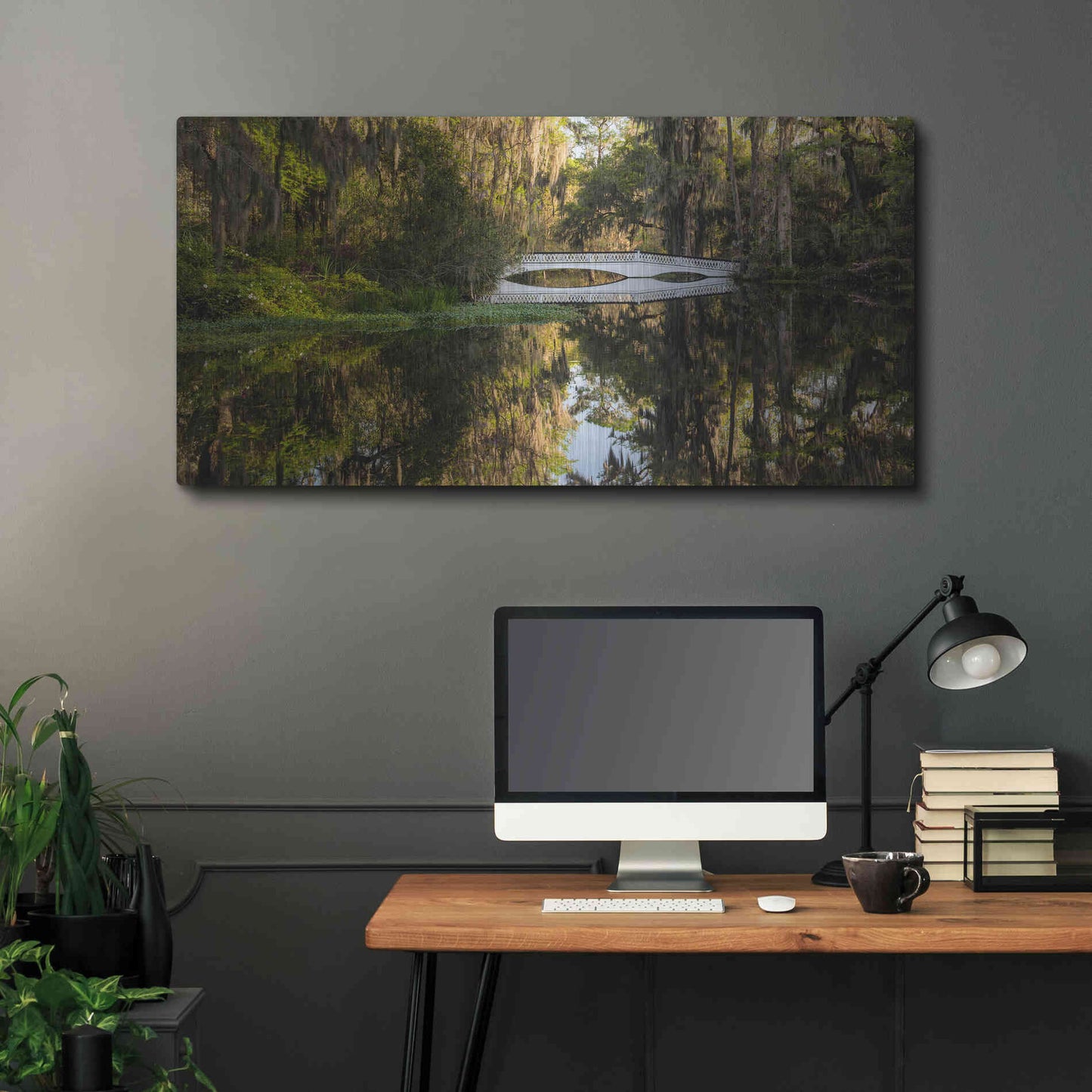 Luxe Metal Art 'Long White Bridge' by Daniel Burt Metal Wall Art,48x24