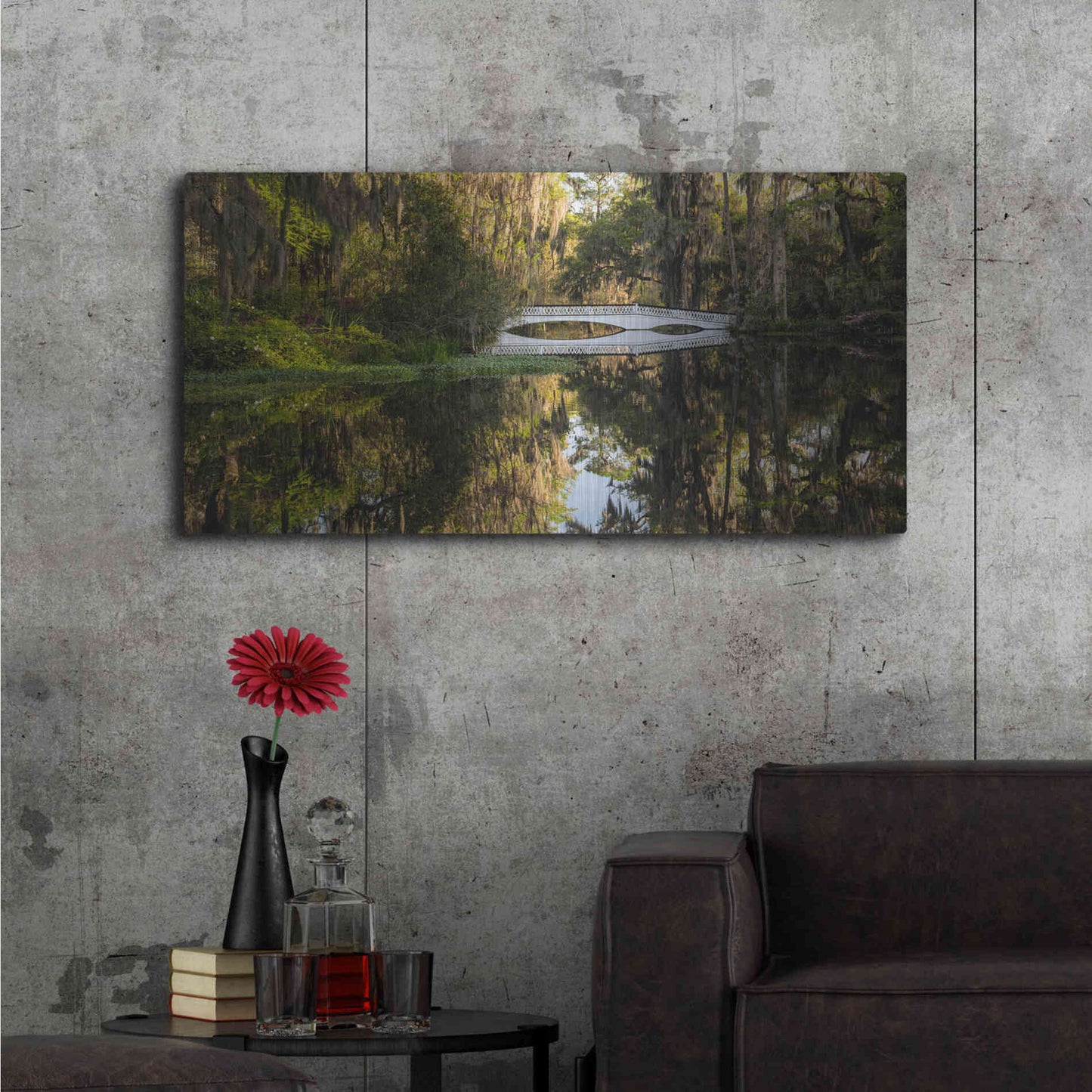 Luxe Metal Art 'Long White Bridge' by Daniel Burt Metal Wall Art,48x24