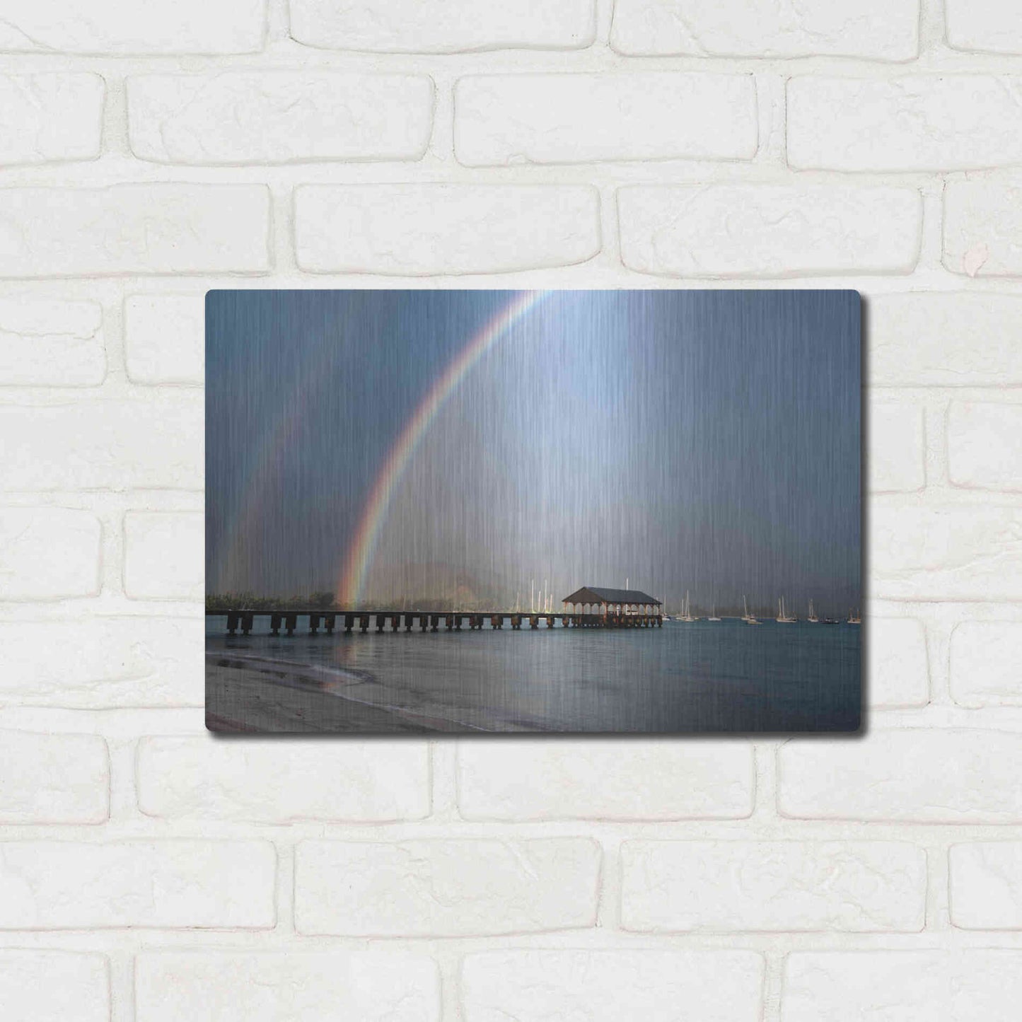 Luxe Metal Art 'Rainbows at Hanalei' by Daniel Burt Metal Wall Art,16x12