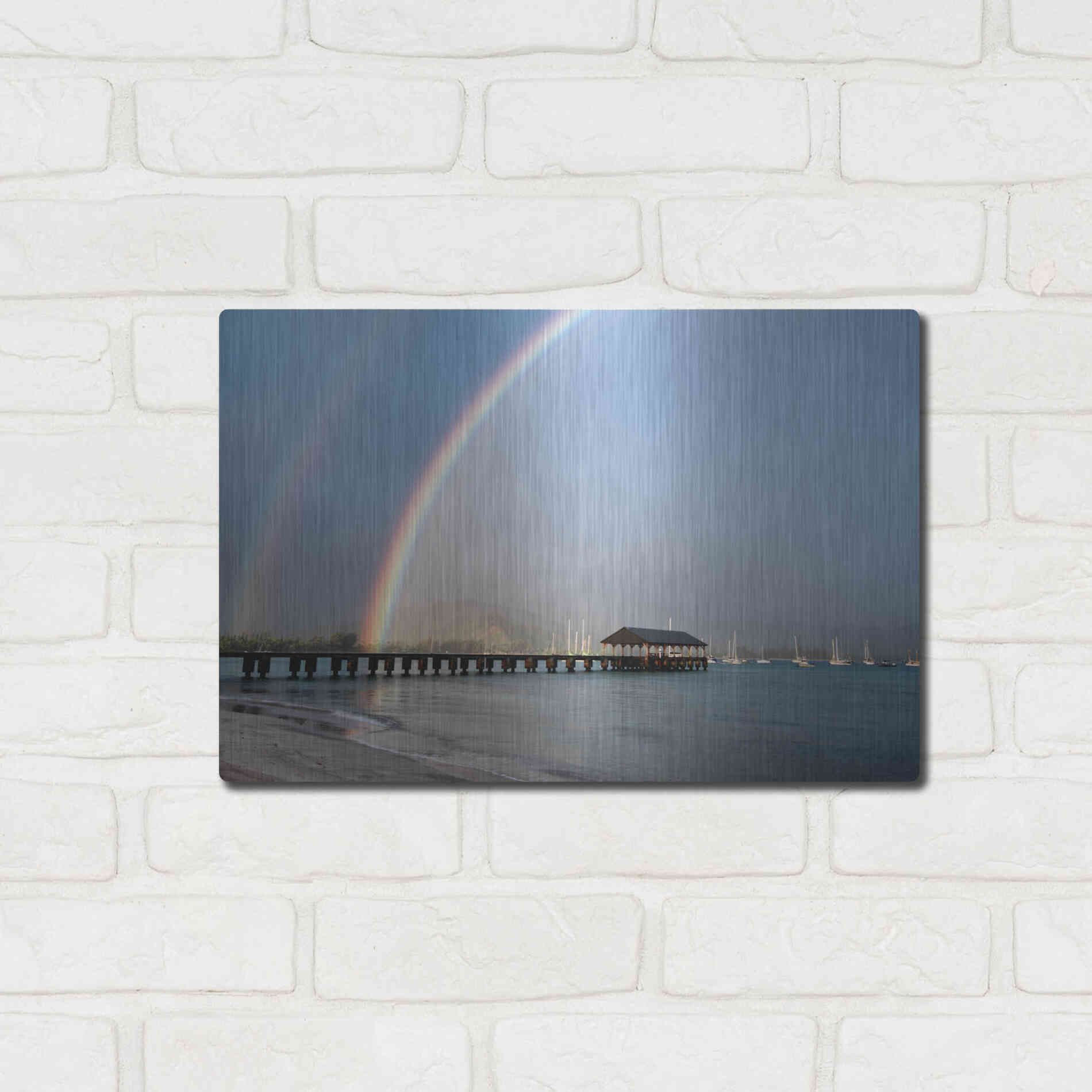 Luxe Metal Art 'Rainbows at Hanalei' by Daniel Burt Metal Wall Art,16x12