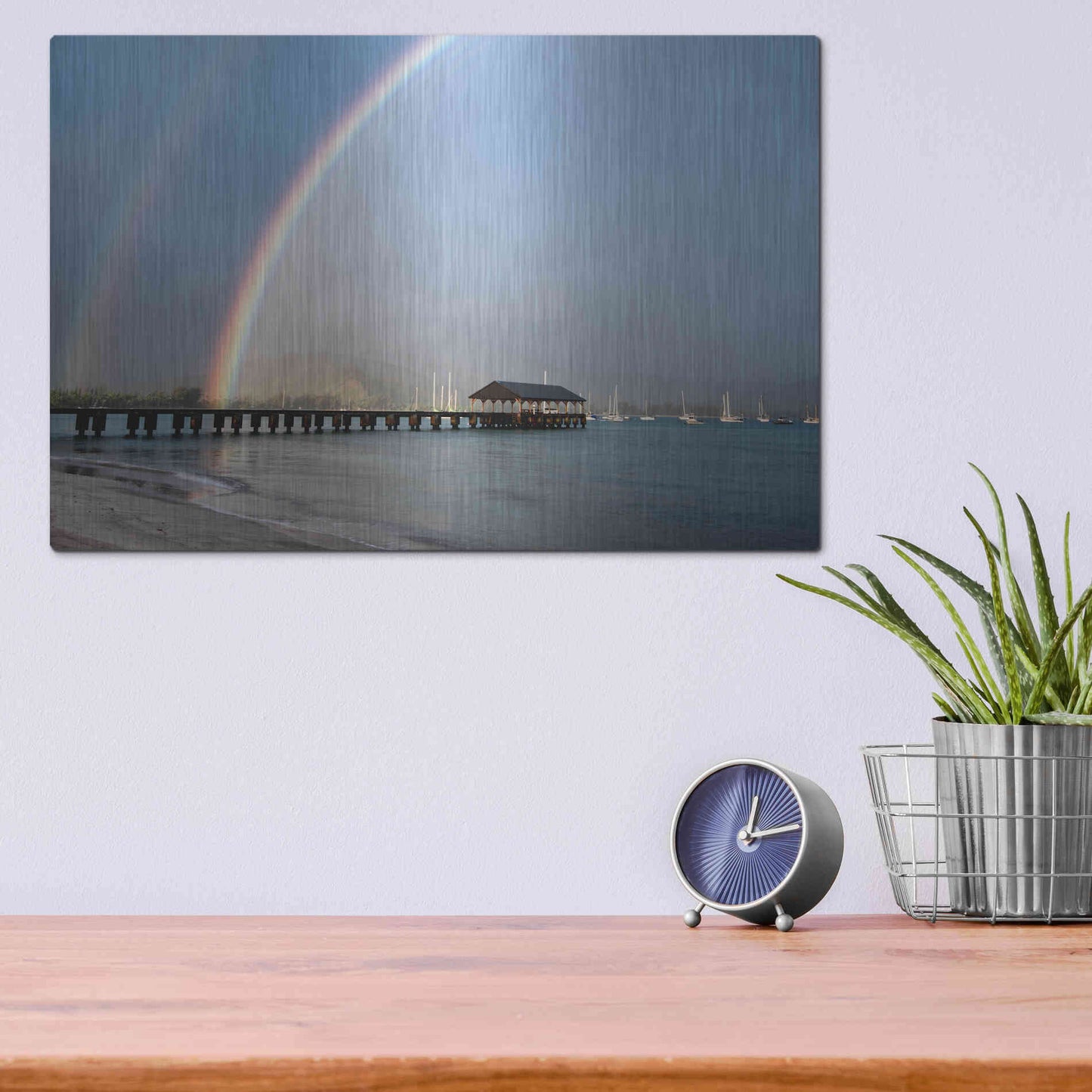 Luxe Metal Art 'Rainbows at Hanalei' by Daniel Burt Metal Wall Art,16x12