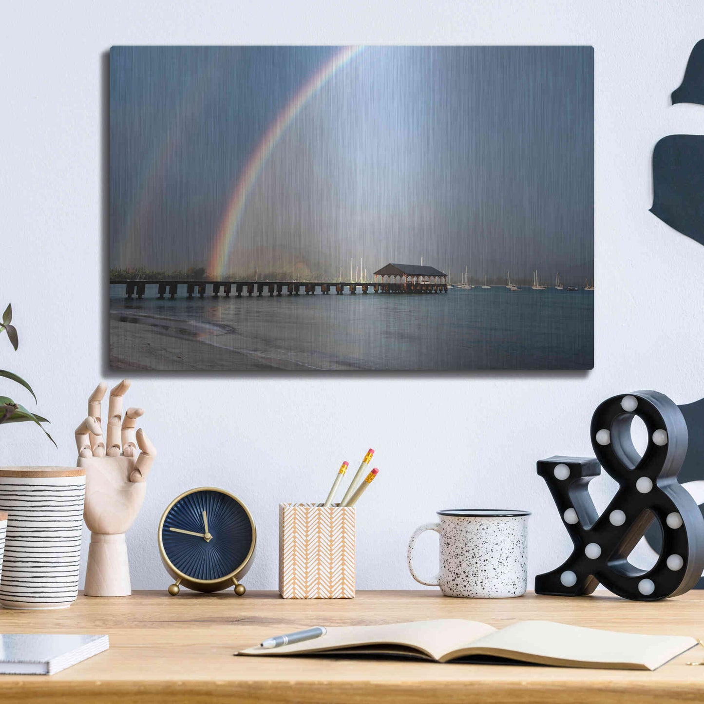 Luxe Metal Art 'Rainbows at Hanalei' by Daniel Burt Metal Wall Art,16x12