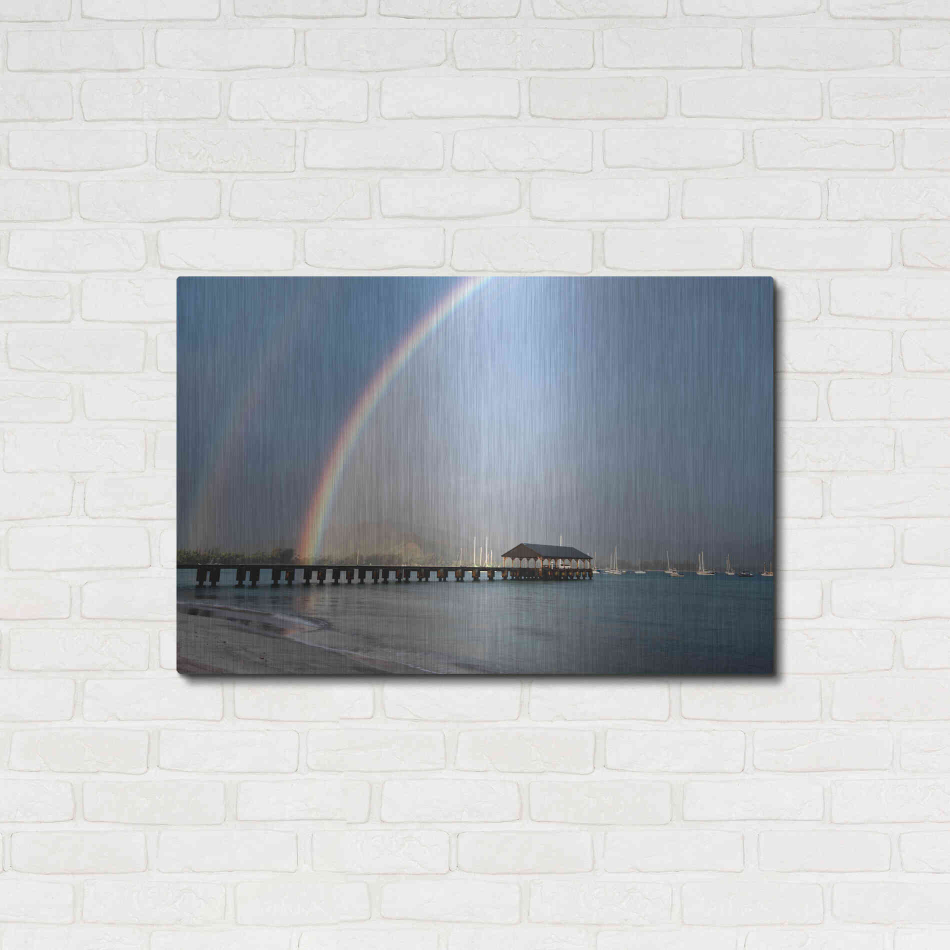 Luxe Metal Art 'Rainbows at Hanalei' by Daniel Burt Metal Wall Art,36x24