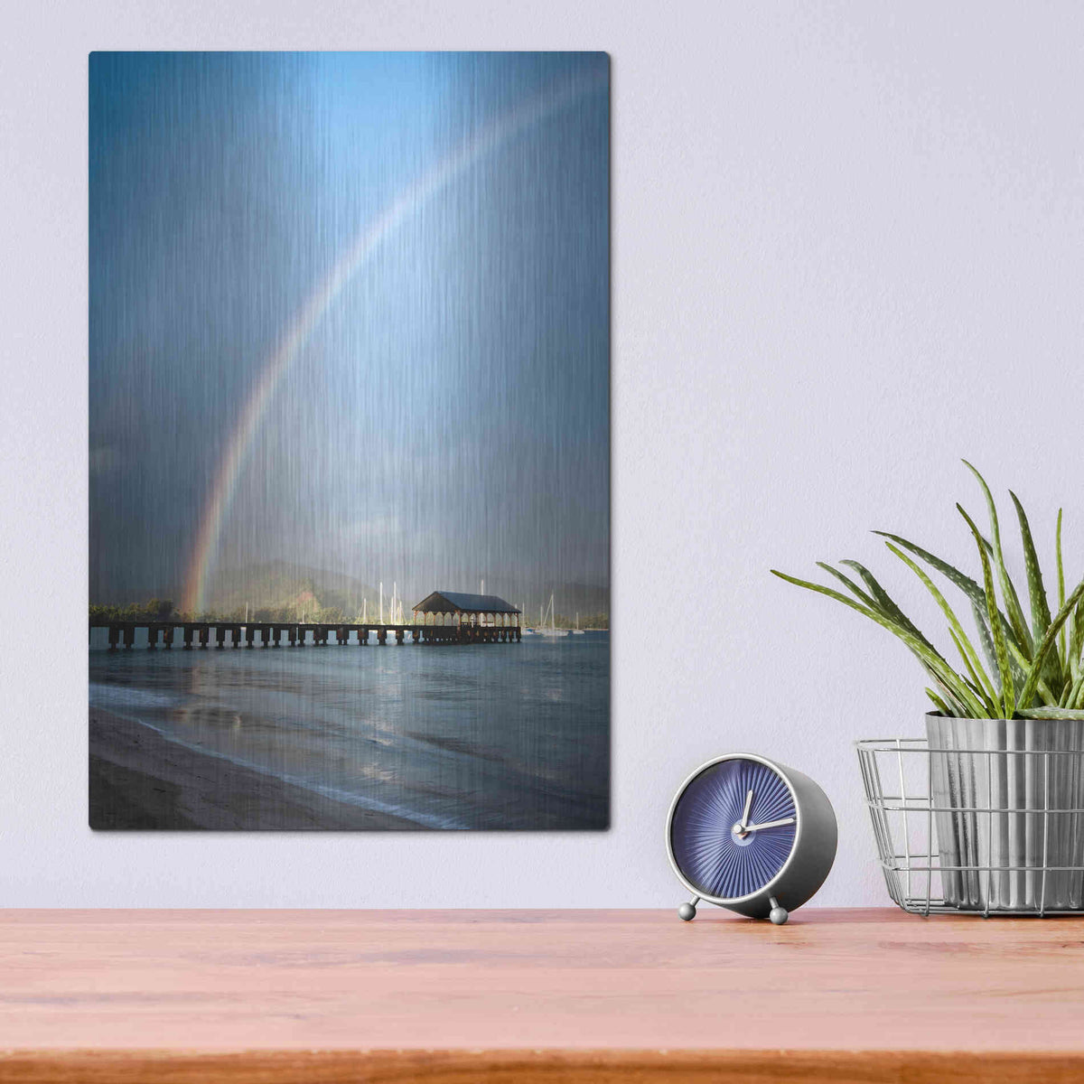 Luxe Metal Art 'Rainbows at Hanalei II' by Daniel Burt Metal Wall Art,12x16