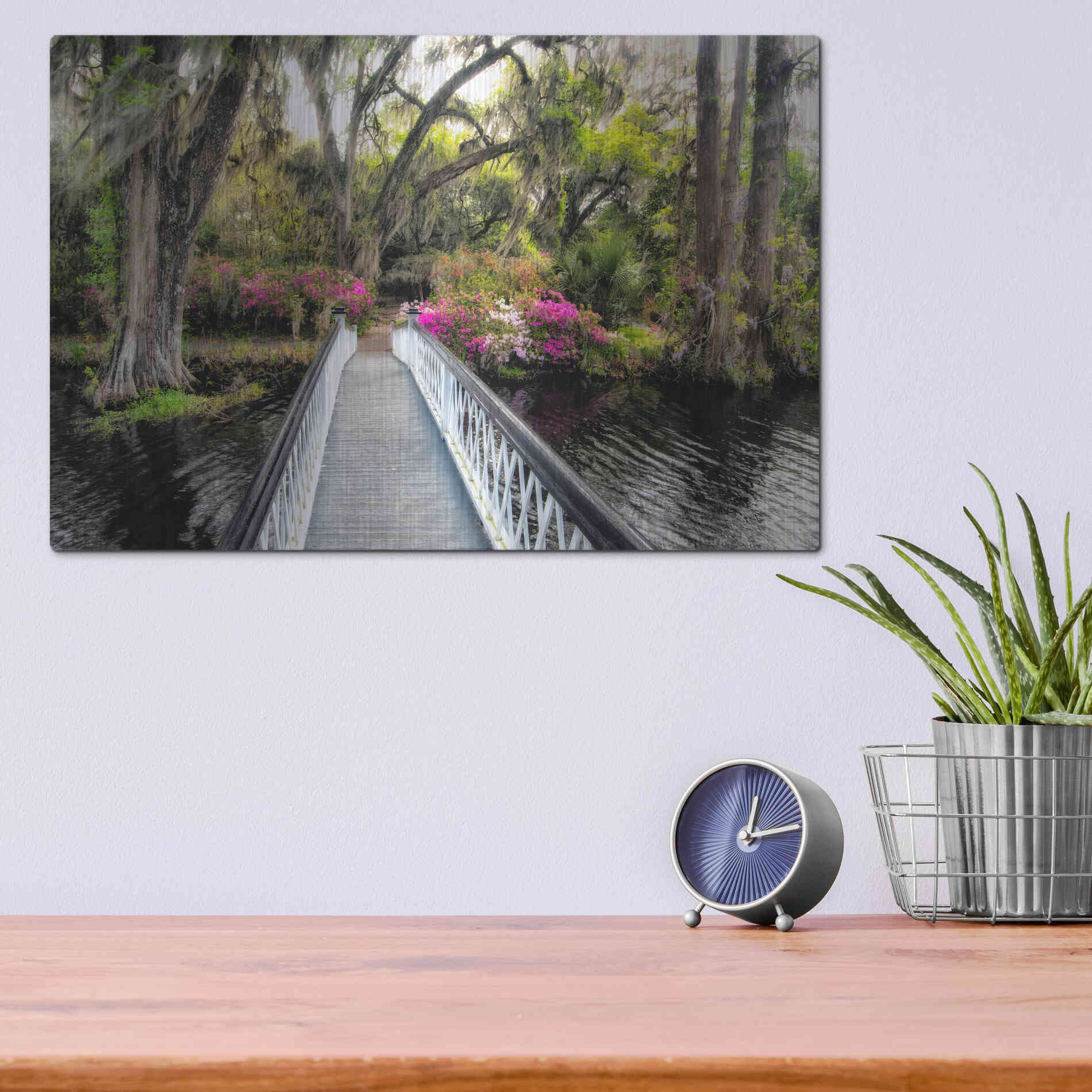 Luxe Metal Art 'The Garden Bridge' by Daniel Burt Metal Wall Art,16x12