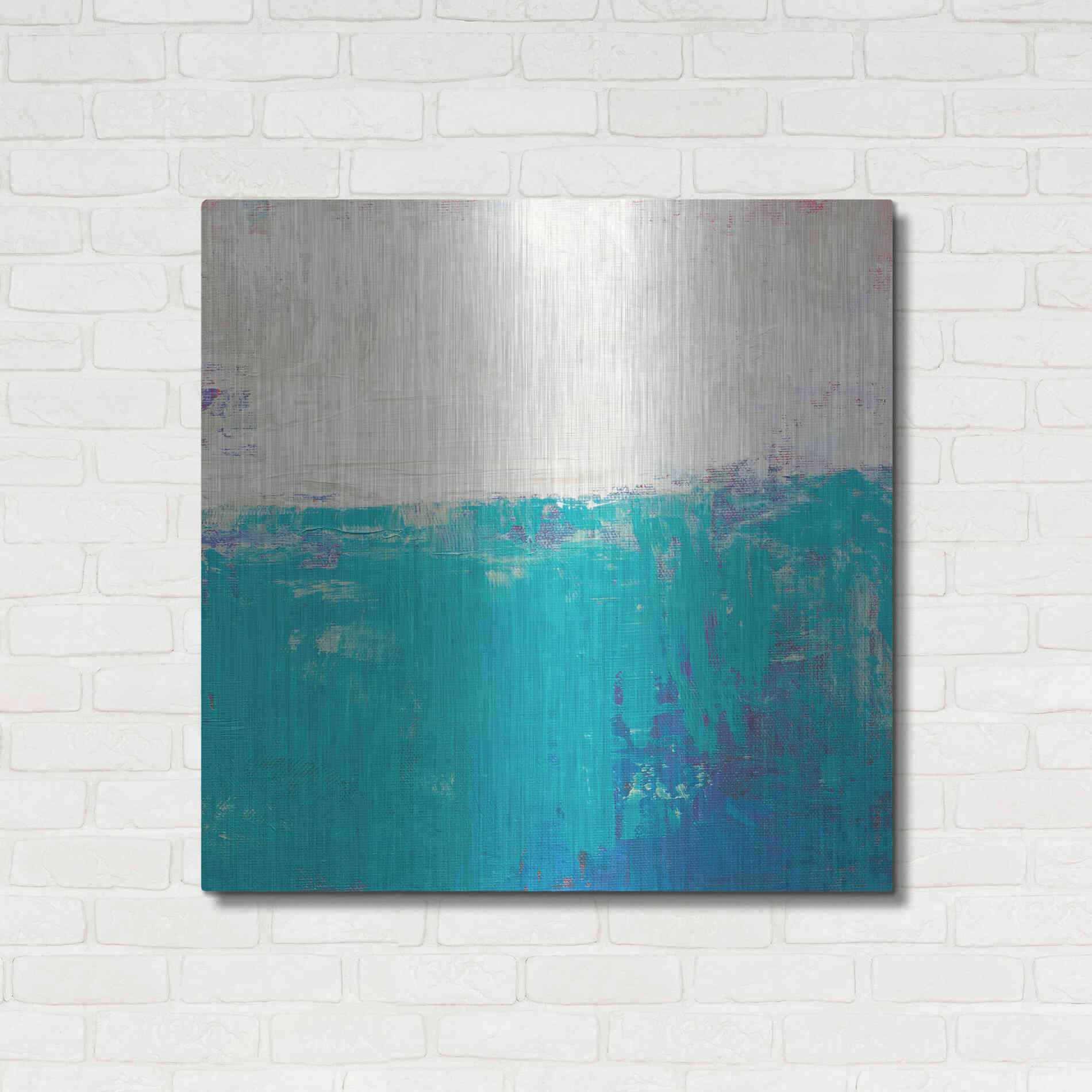 Luxe Metal Art 'Aqua White' by Don Bishop Metal Wall Art,36x36