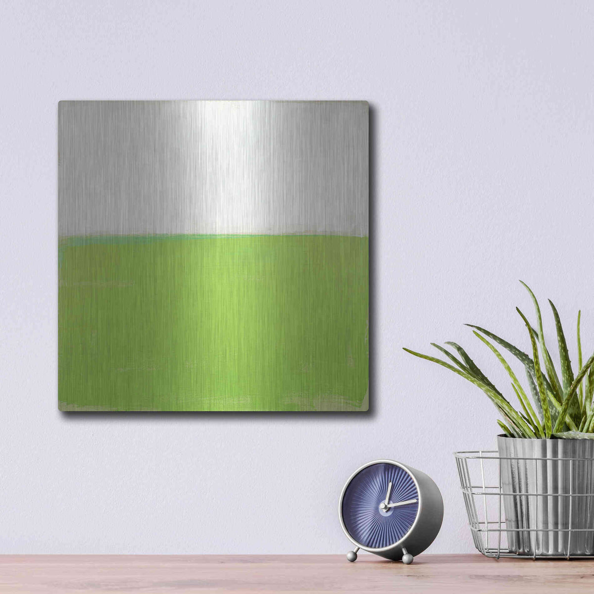 Luxe Metal Art 'Fresh Green' by Don Bishop Metal Wall Art,12x12