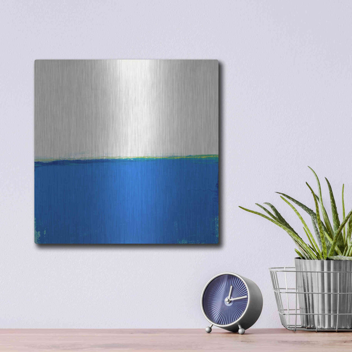 Luxe Metal Art 'Open Blue' by Don Bishop Metal Wall Art,12x12