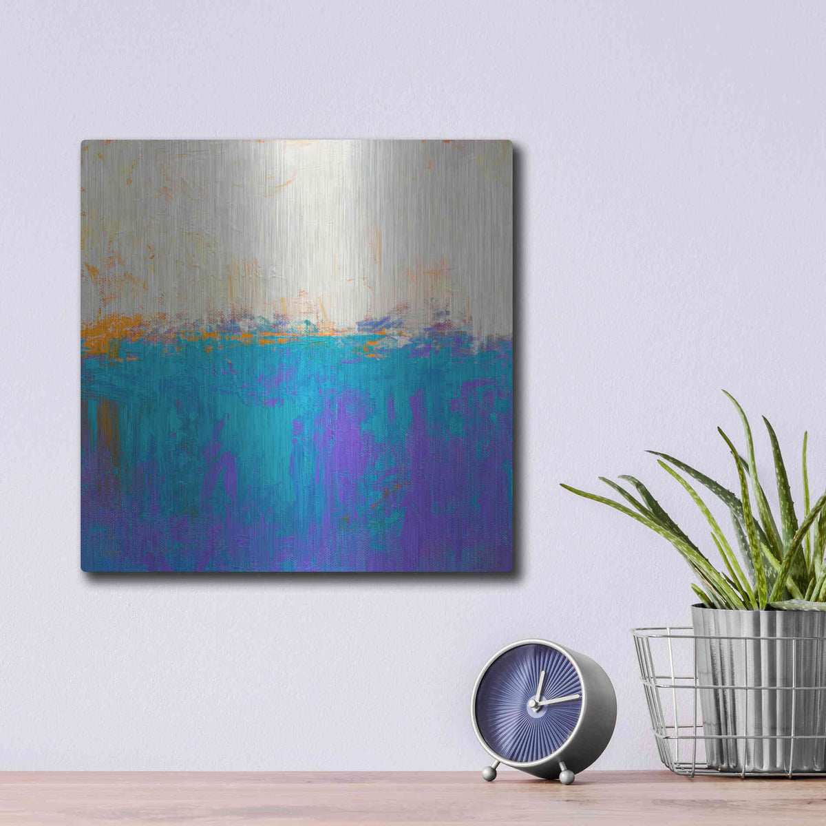 Luxe Metal Art 'Orange Spark' by Don Bishop Metal Wall Art,12x12