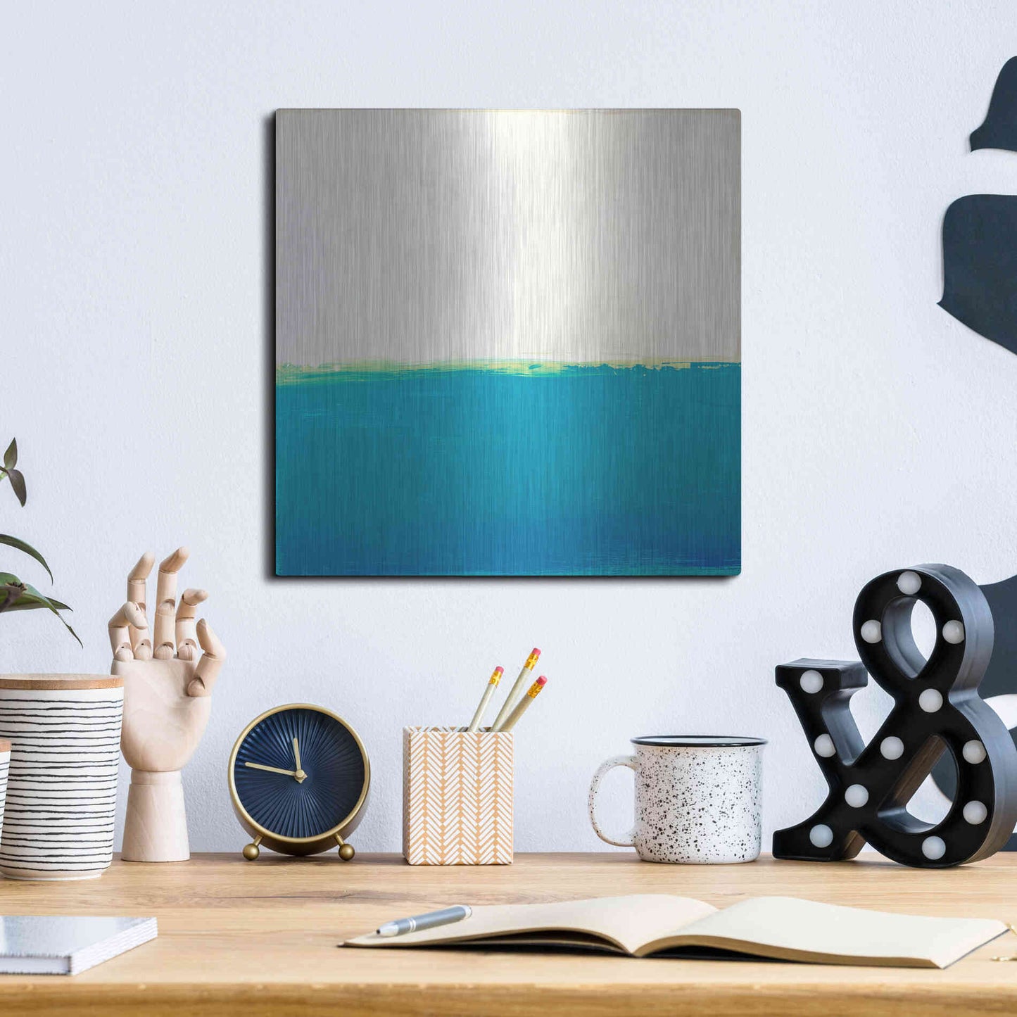 Luxe Metal Art 'Turquoise Sea' by Don Bishop Metal Wall Art,12x12