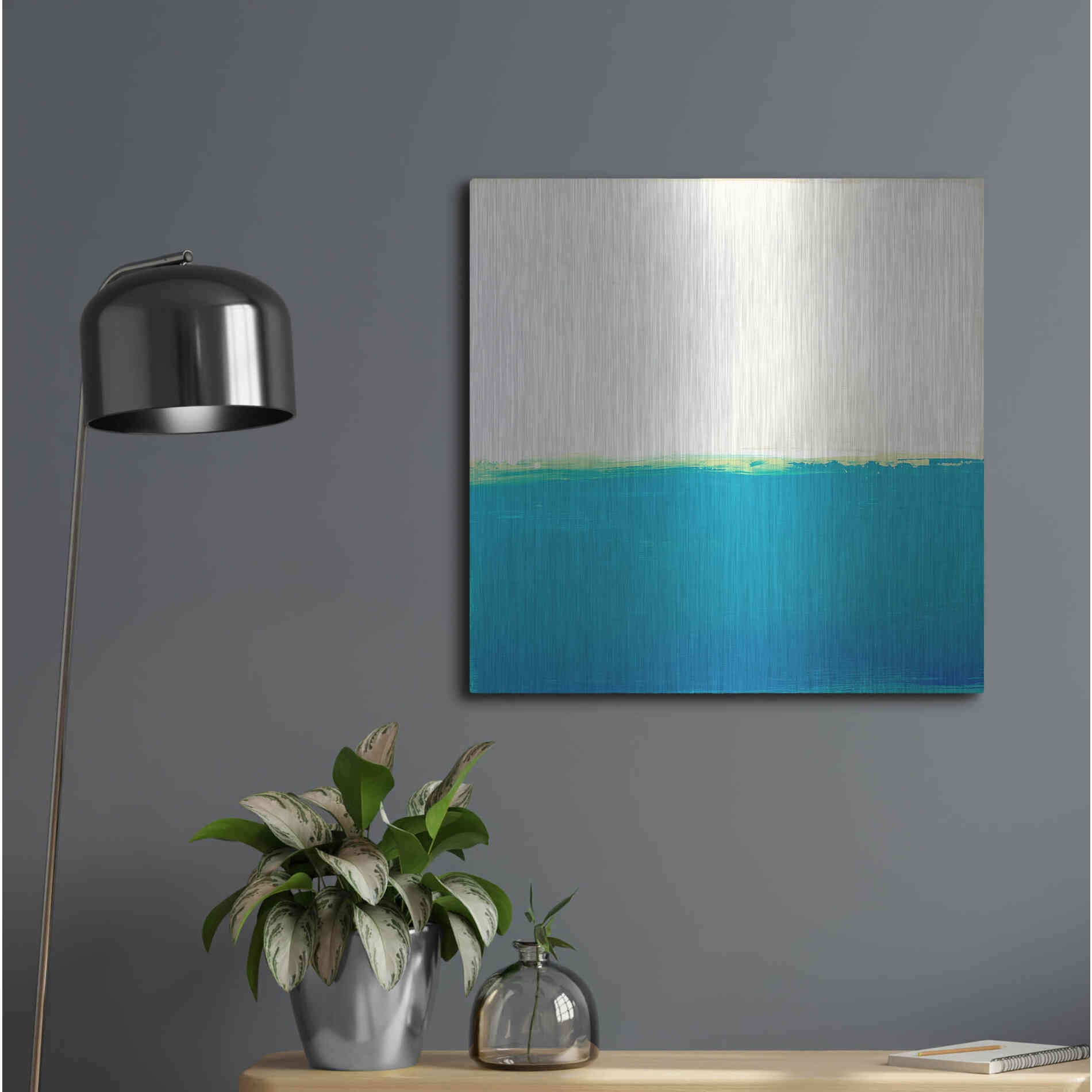 Luxe Metal Art 'Turquoise Sea' by Don Bishop Metal Wall Art,24x24