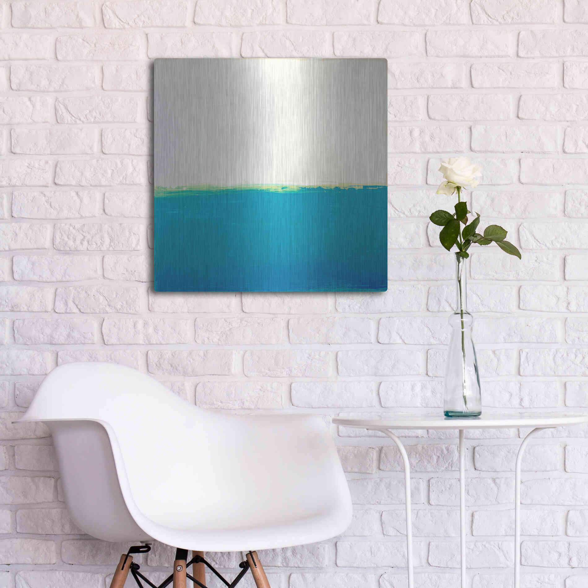 Luxe Metal Art 'Turquoise Sea' by Don Bishop Metal Wall Art,24x24