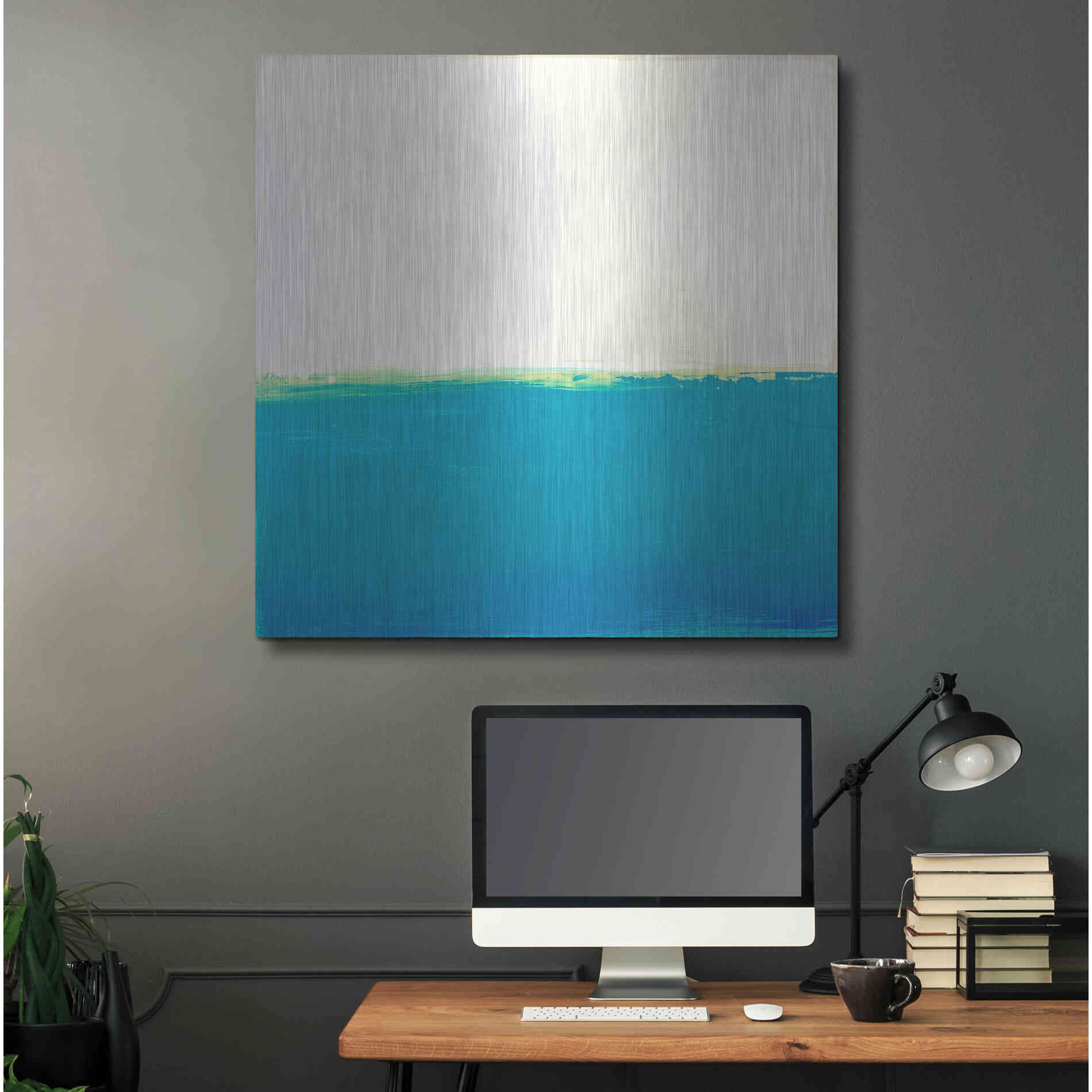 Luxe Metal Art 'Turquoise Sea' by Don Bishop Metal Wall Art,36x36