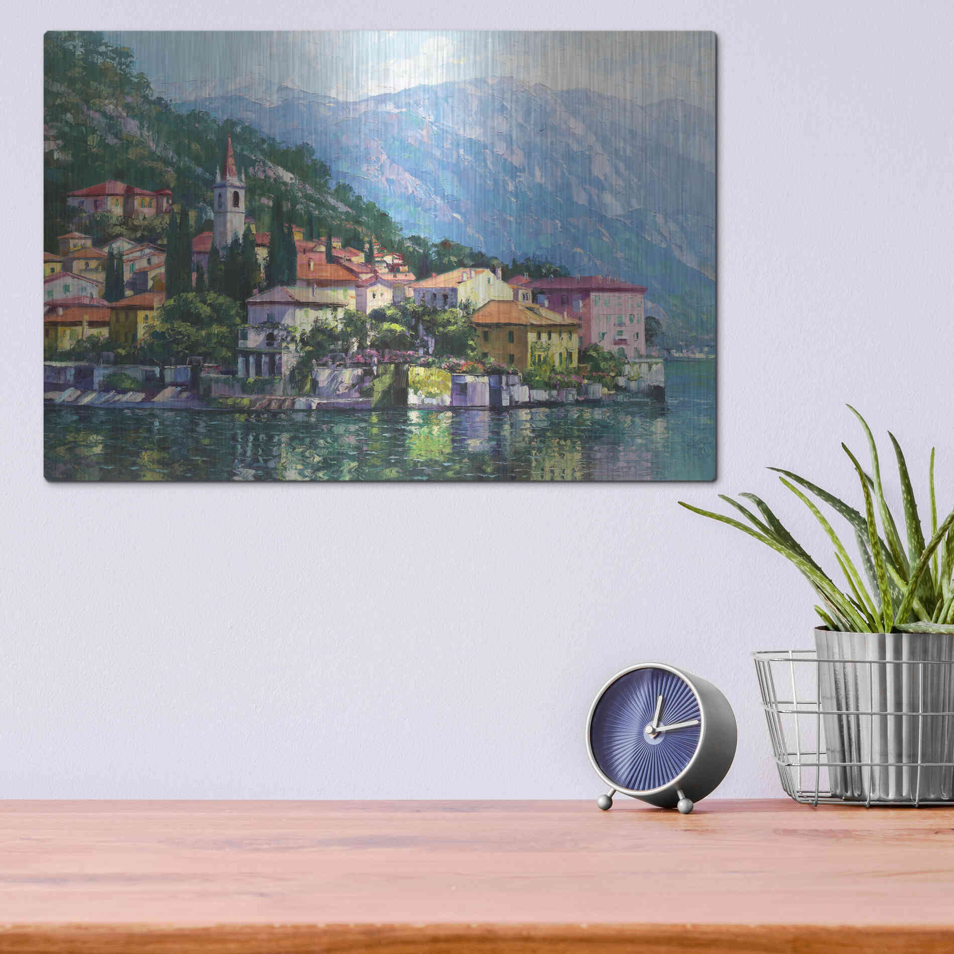Luxe Metal Art 'Reflections of Lake Como' by Howard Behrens Metal Wall Art,16x12