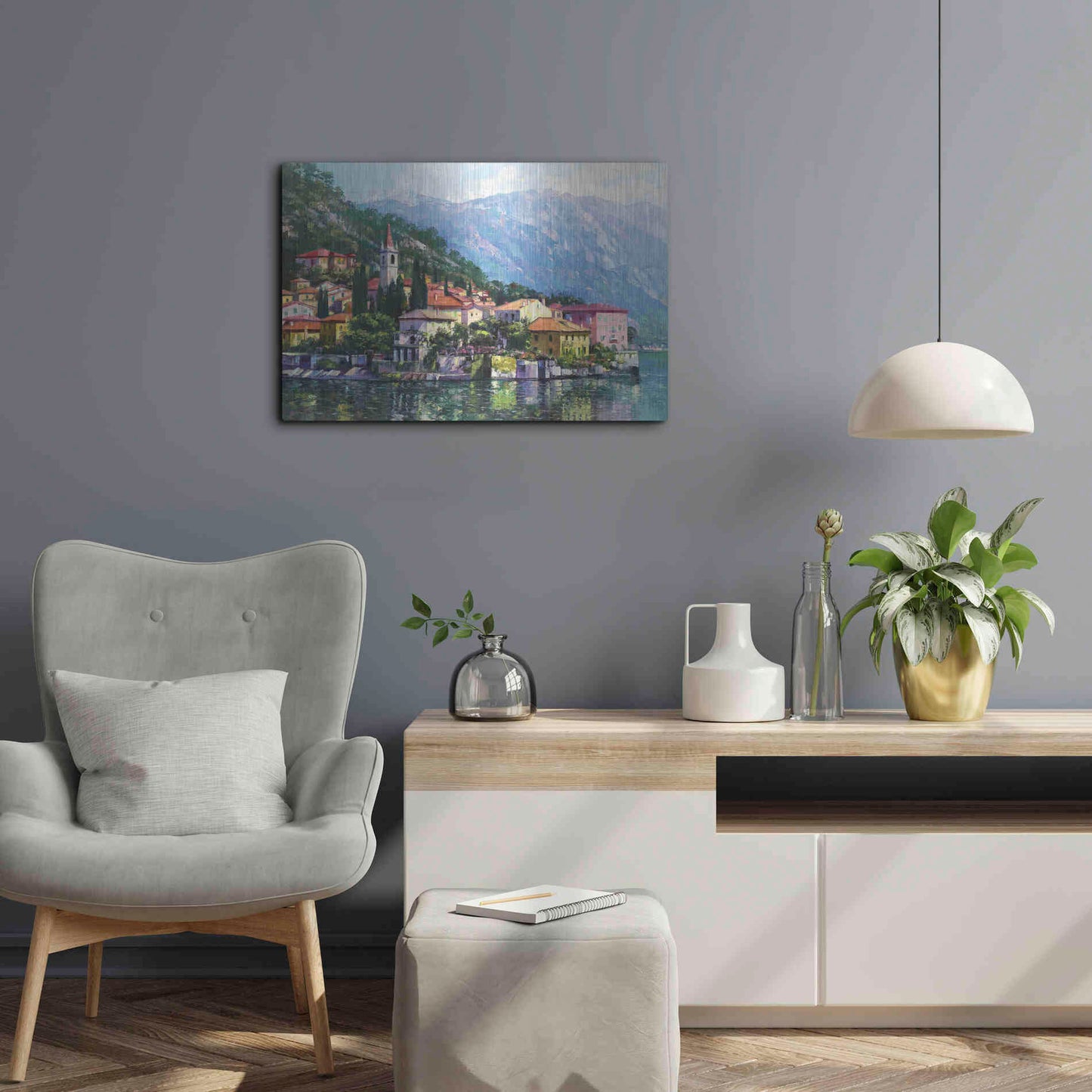 Luxe Metal Art 'Reflections of Lake Como' by Howard Behrens Metal Wall Art,24x16
