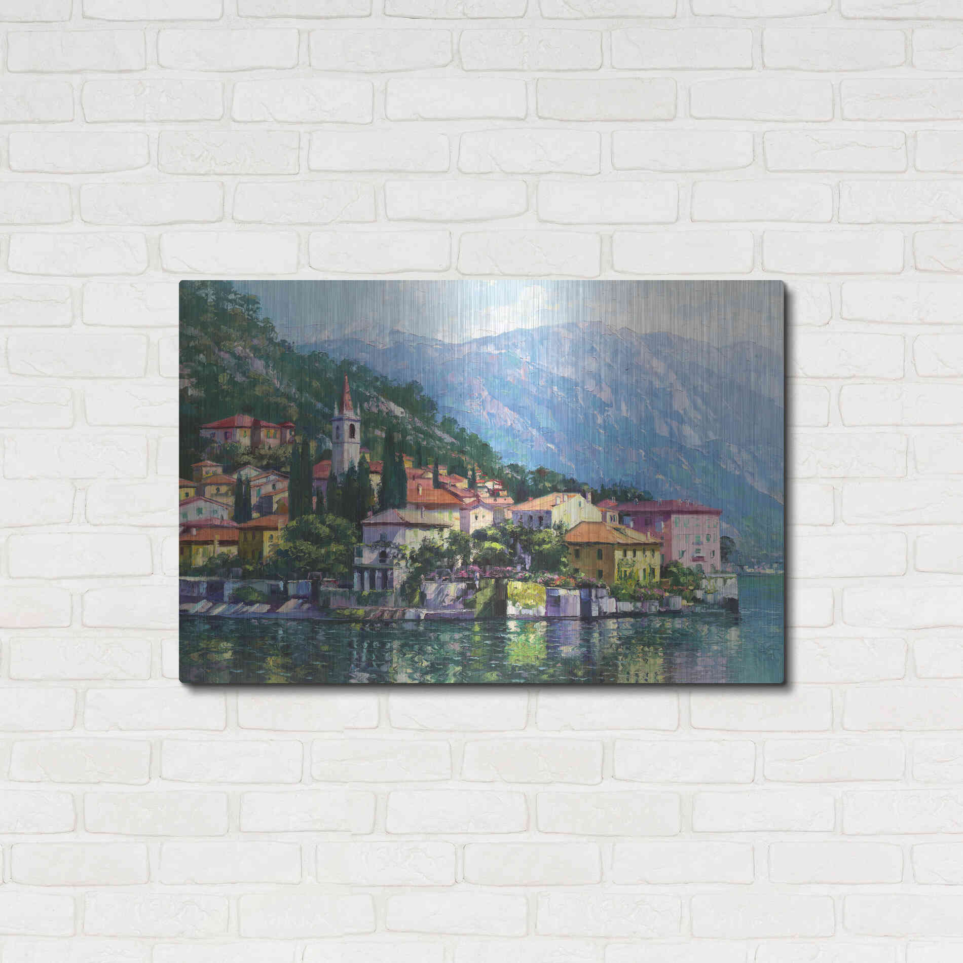 Luxe Metal Art 'Reflections of Lake Como' by Howard Behrens Metal Wall Art,36x24