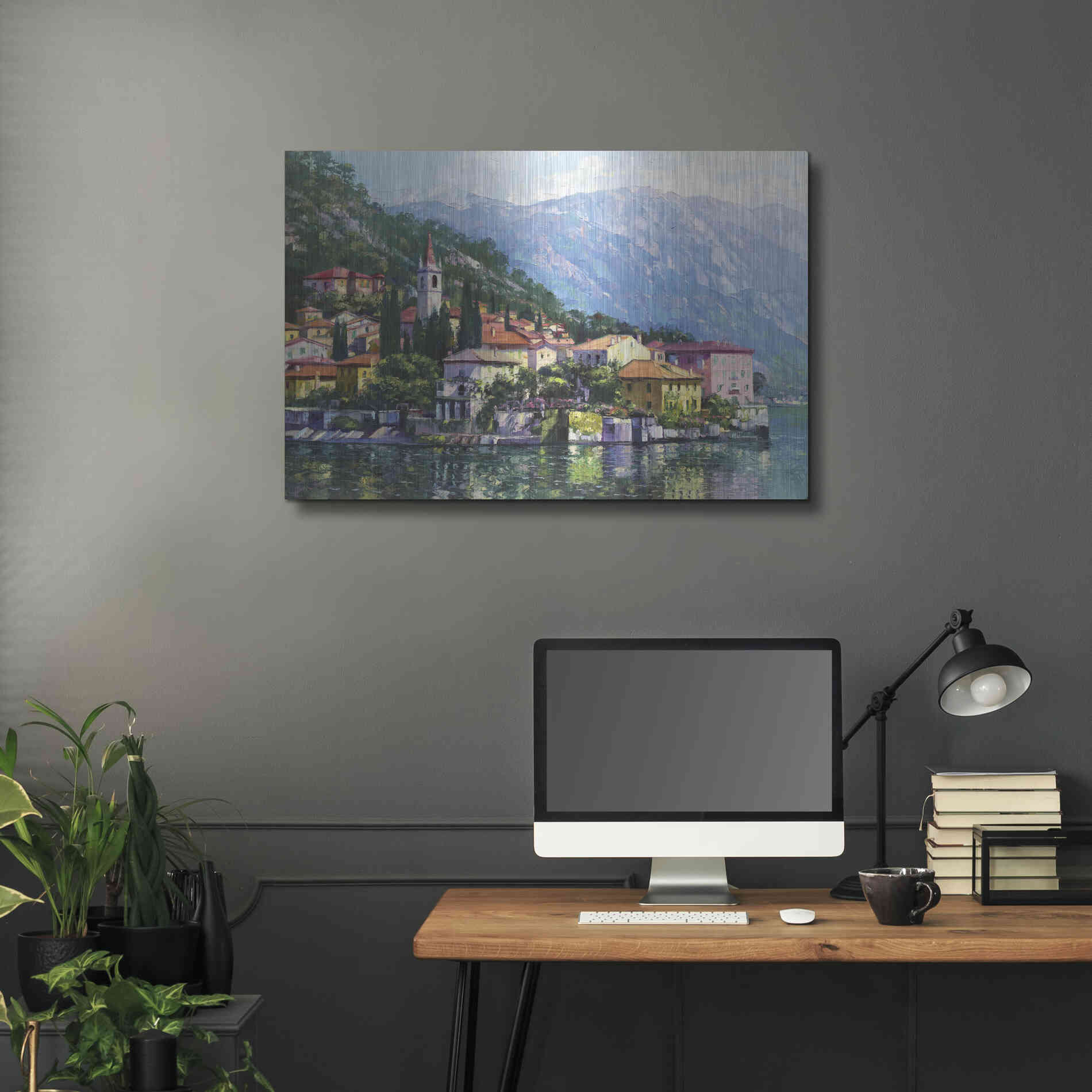 Luxe Metal Art 'Reflections of Lake Como' by Howard Behrens Metal Wall Art,36x24