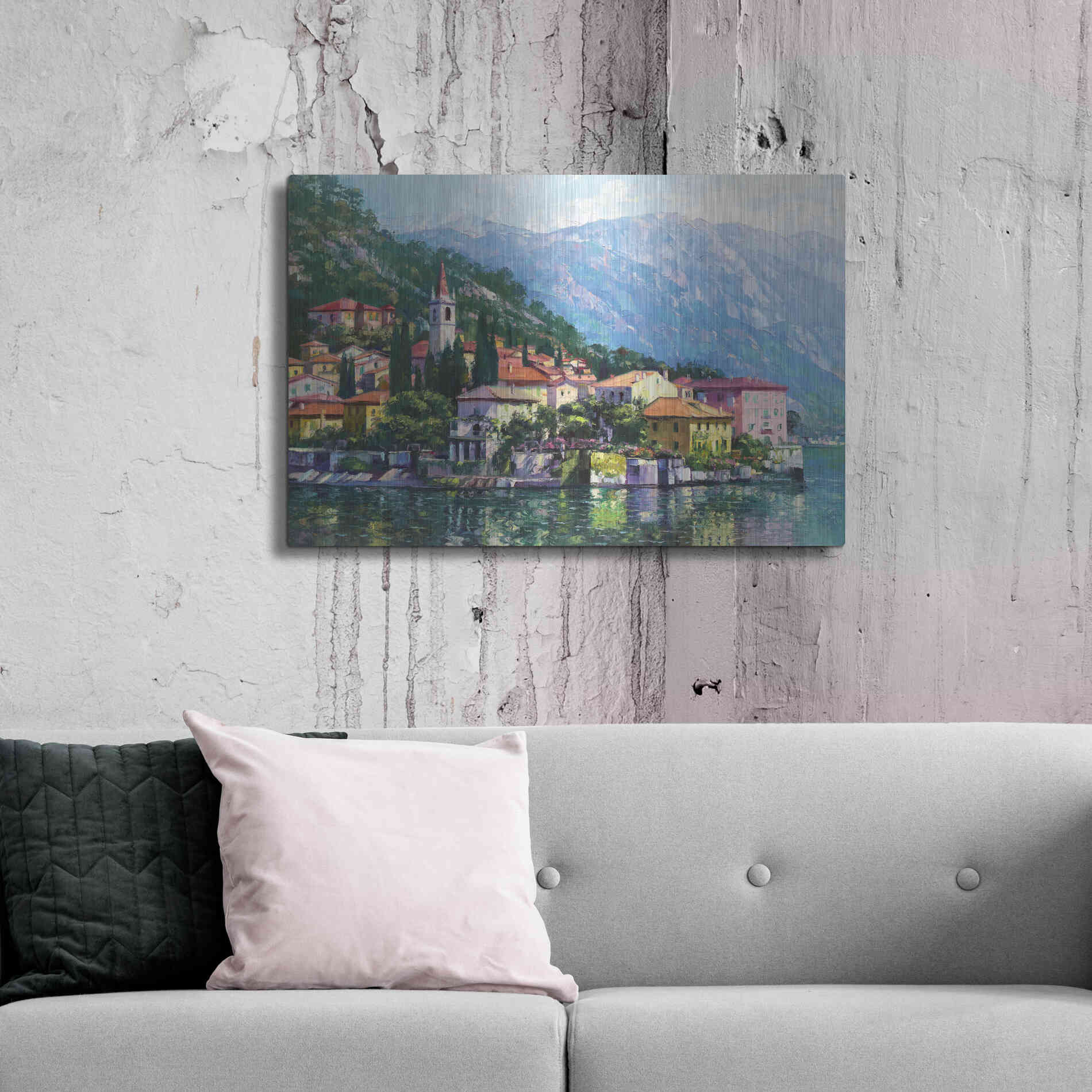 Luxe Metal Art 'Reflections of Lake Como' by Howard Behrens Metal Wall Art,36x24