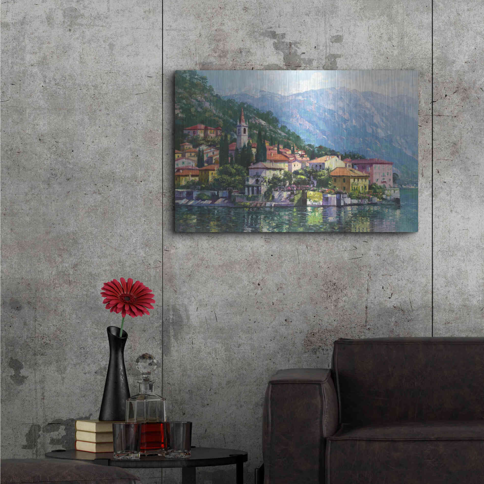 Luxe Metal Art 'Reflections of Lake Como' by Howard Behrens Metal Wall Art,36x24