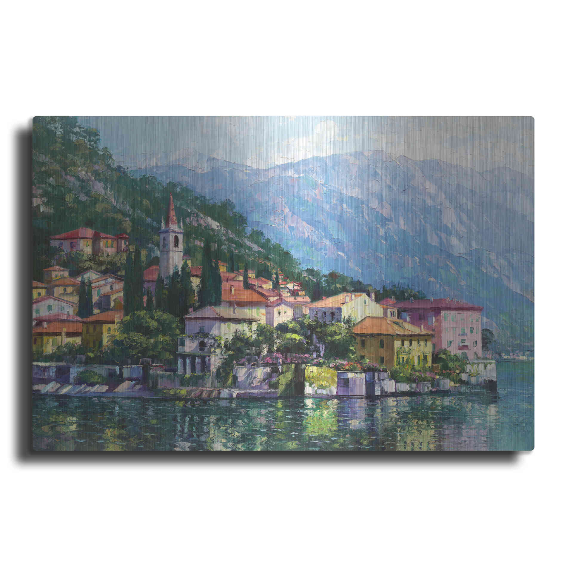Luxe Metal Art 'Reflections of Lake Como' by Howard Behrens Metal Wall Art