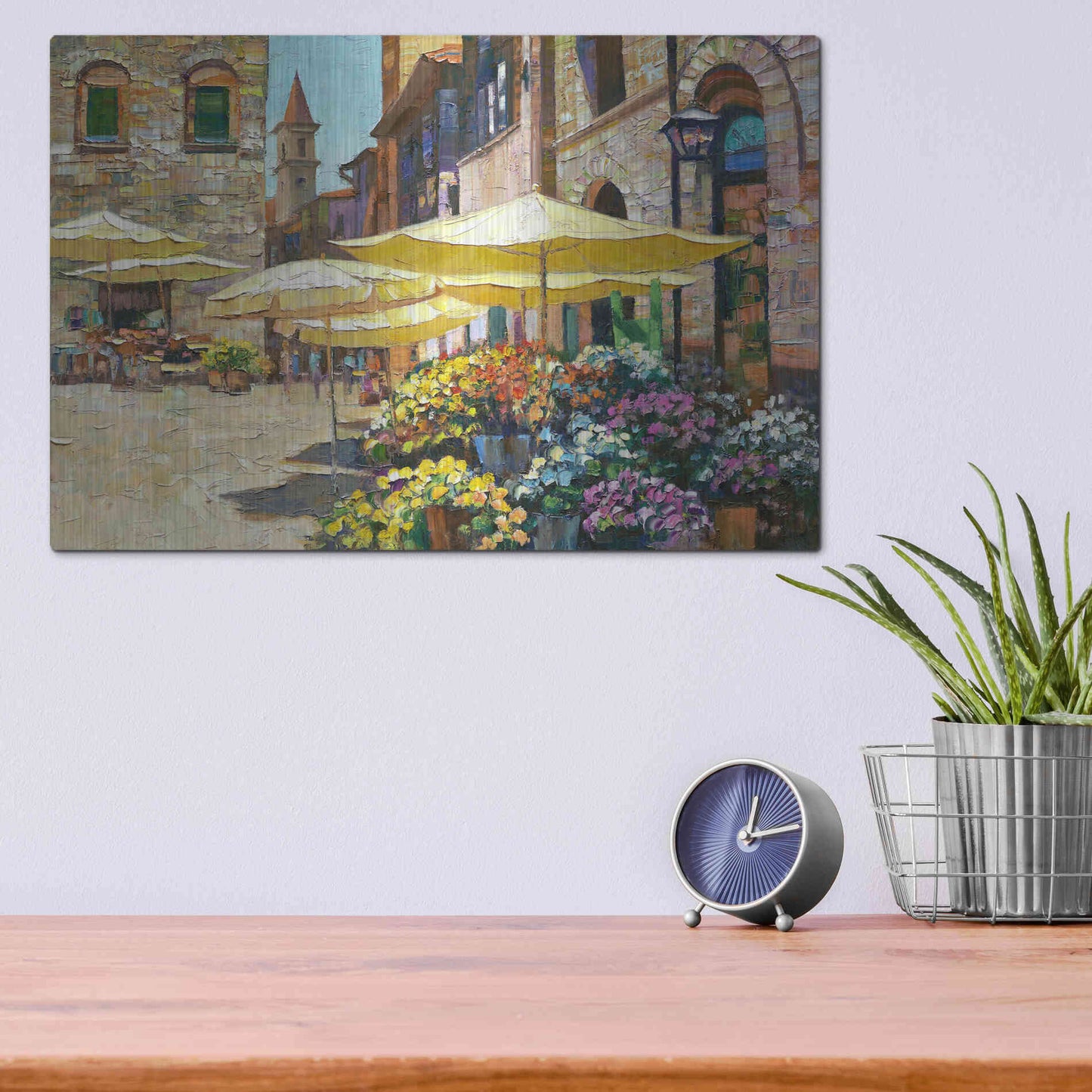 Luxe Metal Art 'Siena Flower Market' by Howard Behrens Metal Wall Art,16x12