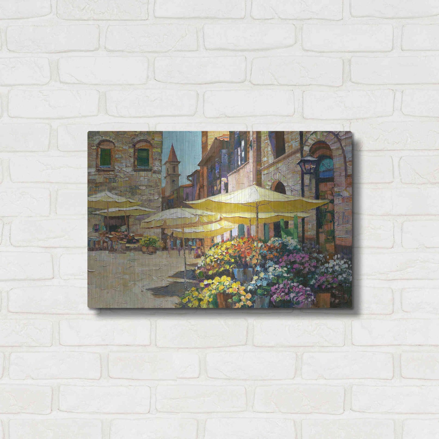 Luxe Metal Art 'Siena Flower Market' by Howard Behrens Metal Wall Art,24x16