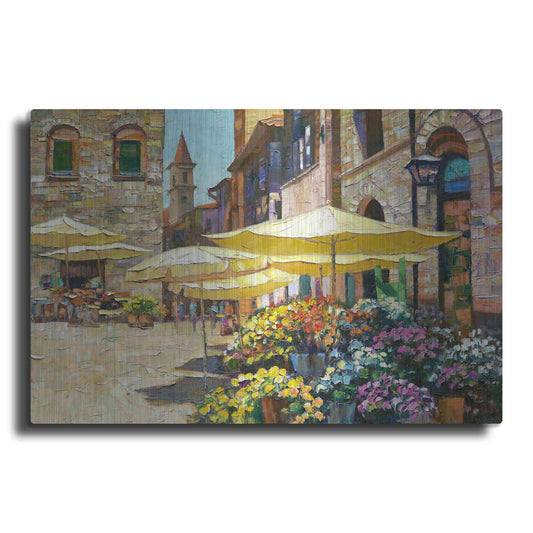 Luxe Metal Art 'Siena Flower Market' by Howard Behrens Metal Wall Art